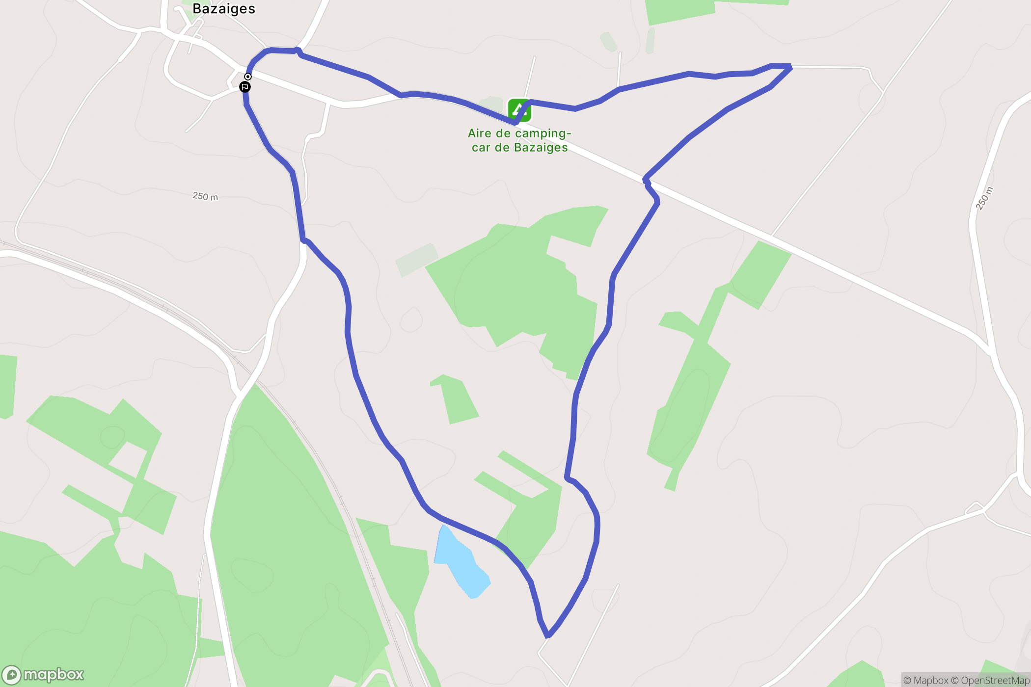 Bazaiges : carte du parcours de randonnée - France