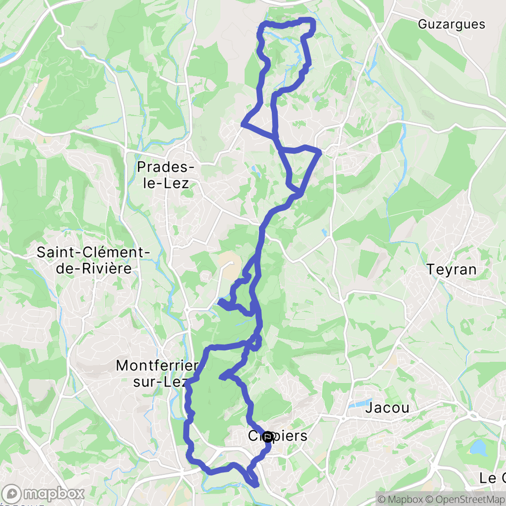 Clapiers : carte du parcours de randonnée - France