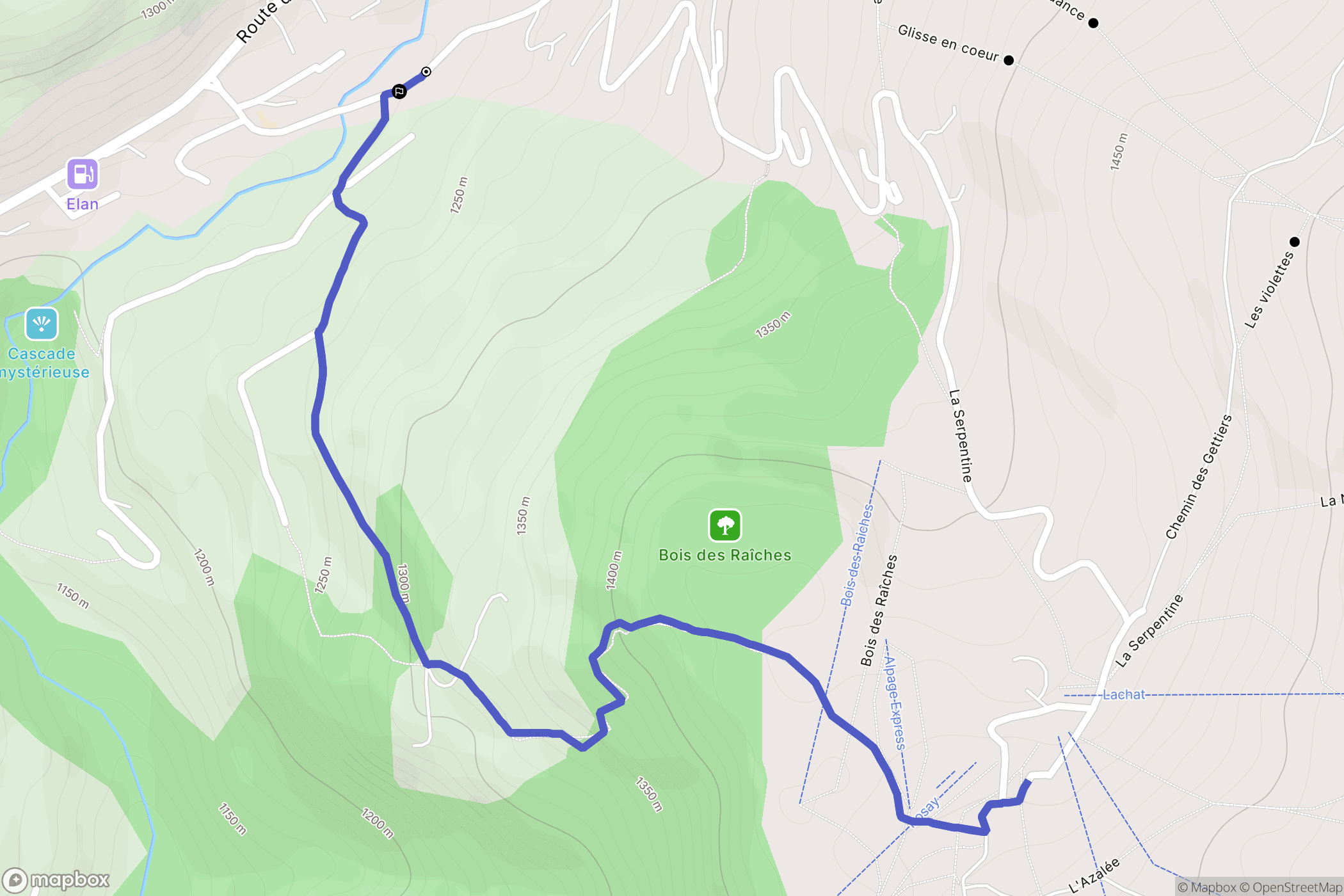 Le Grand-Bornand : carte du parcours de randonnée - France