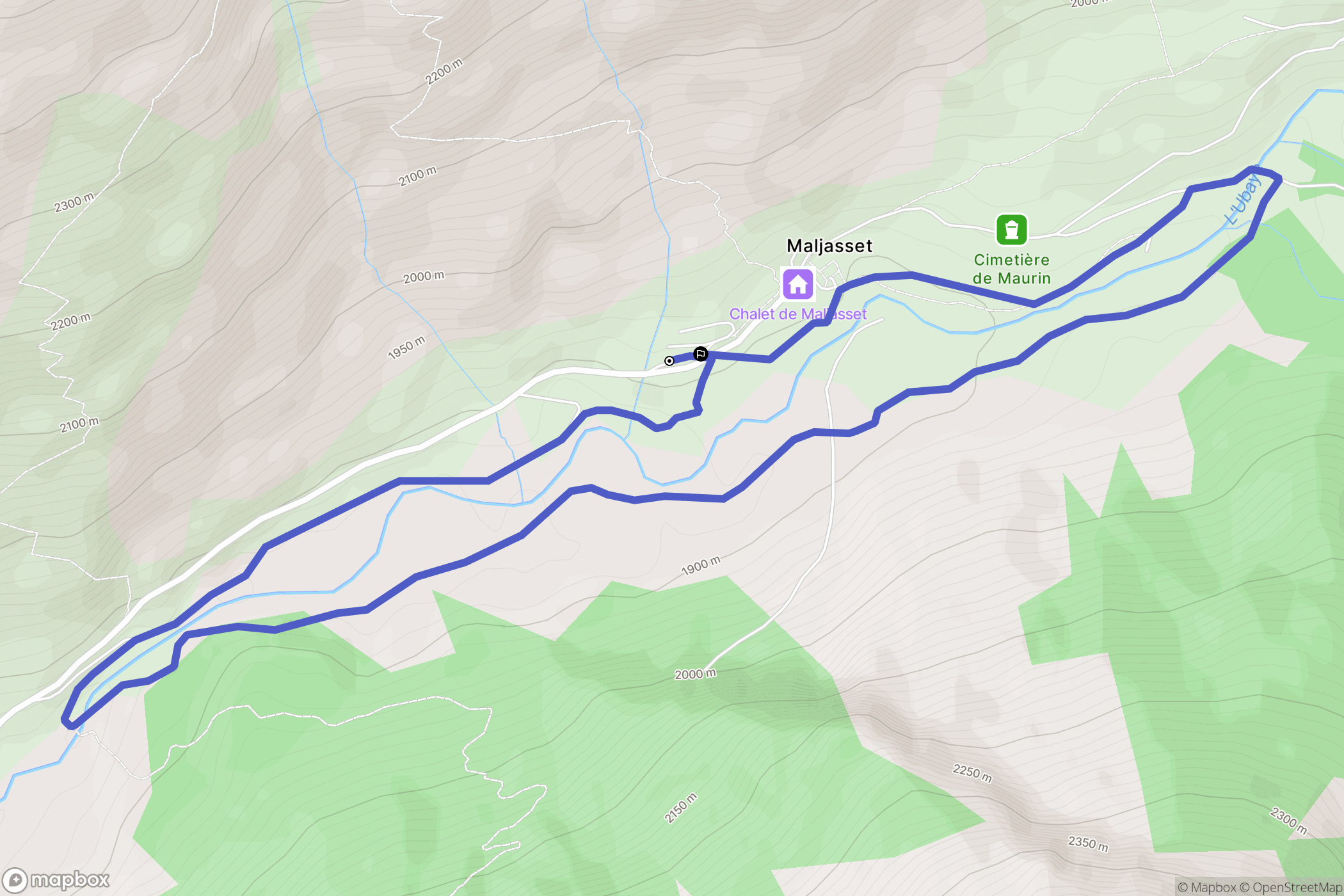 Saint-Paul-sur-Ubaye : carte du parcours de randonnée - France