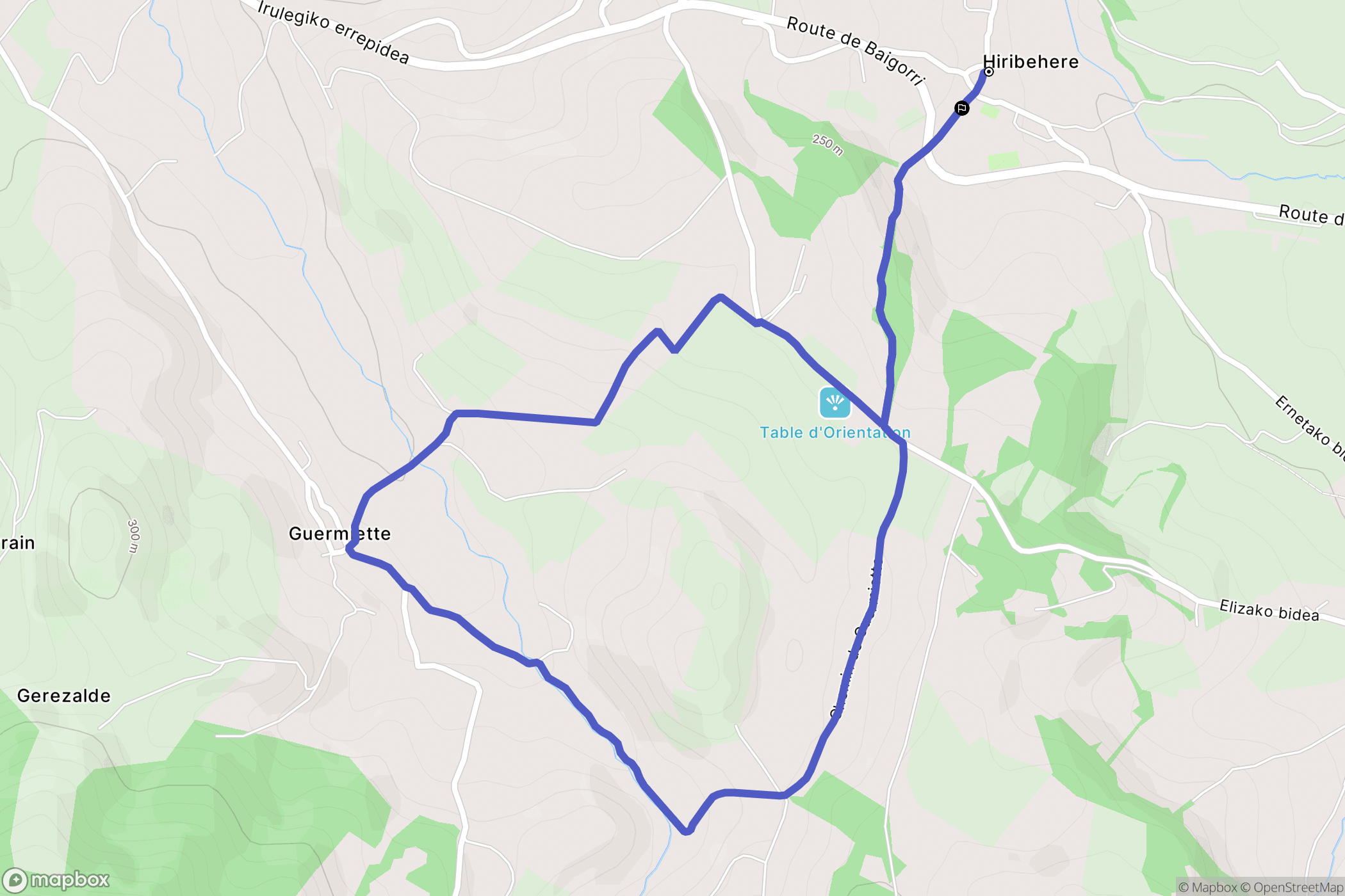 Irouléguy : carte du parcours de randonnée - France