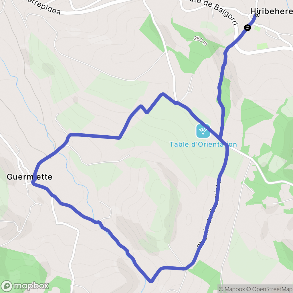 Irouléguy : carte du parcours de randonnée - France
