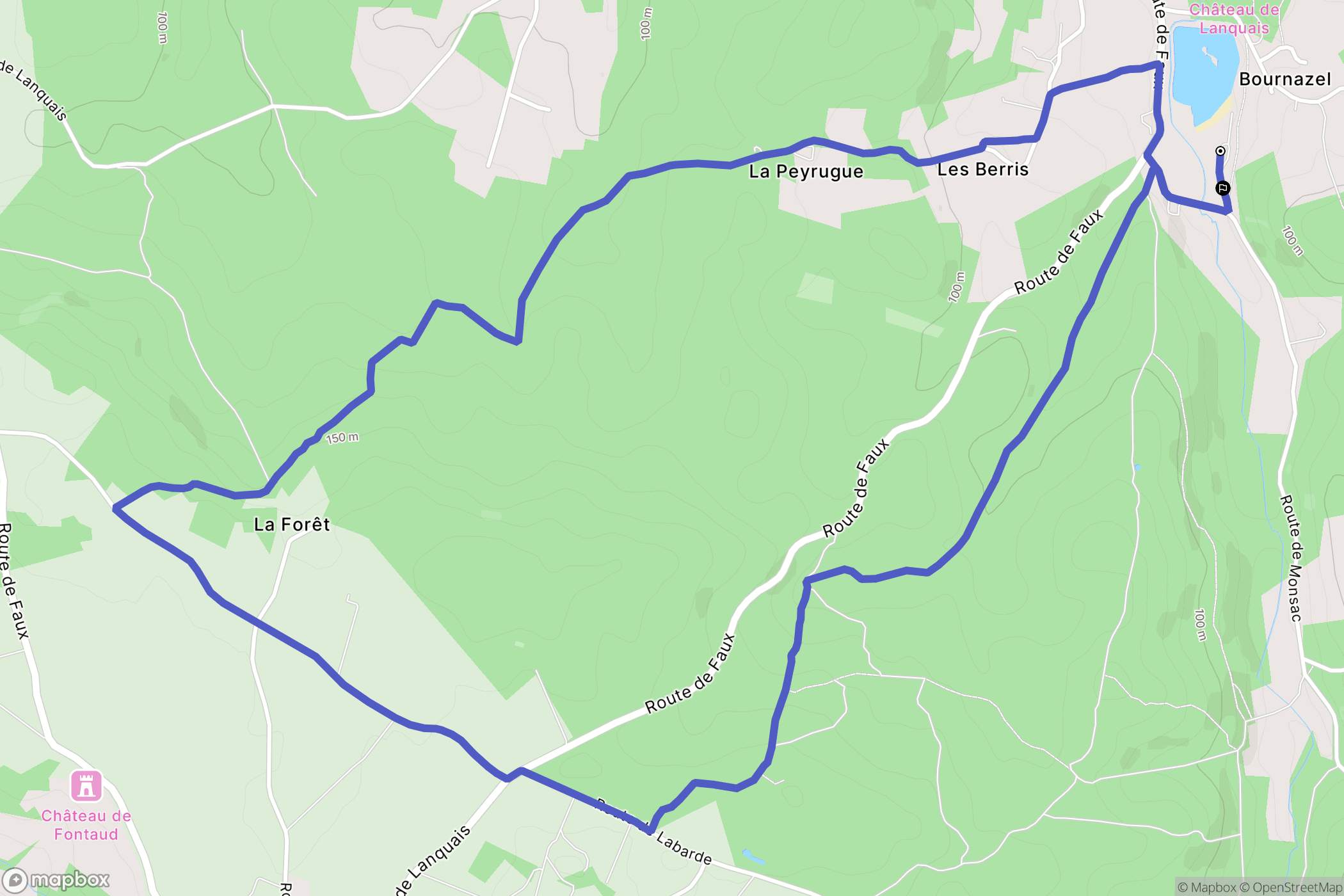 Lanquais : carte du parcours de randonnée - France