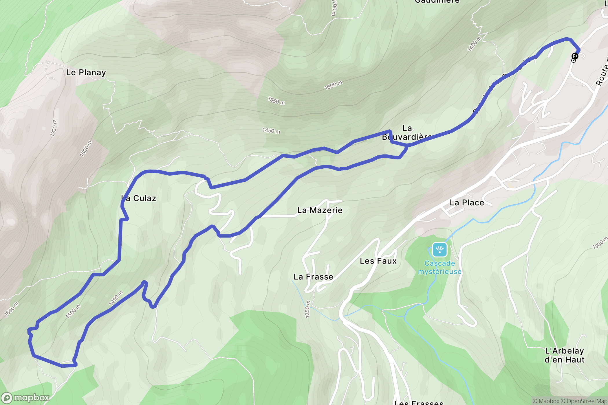 Le Grand-Bornand : carte du parcours de randonnée - France