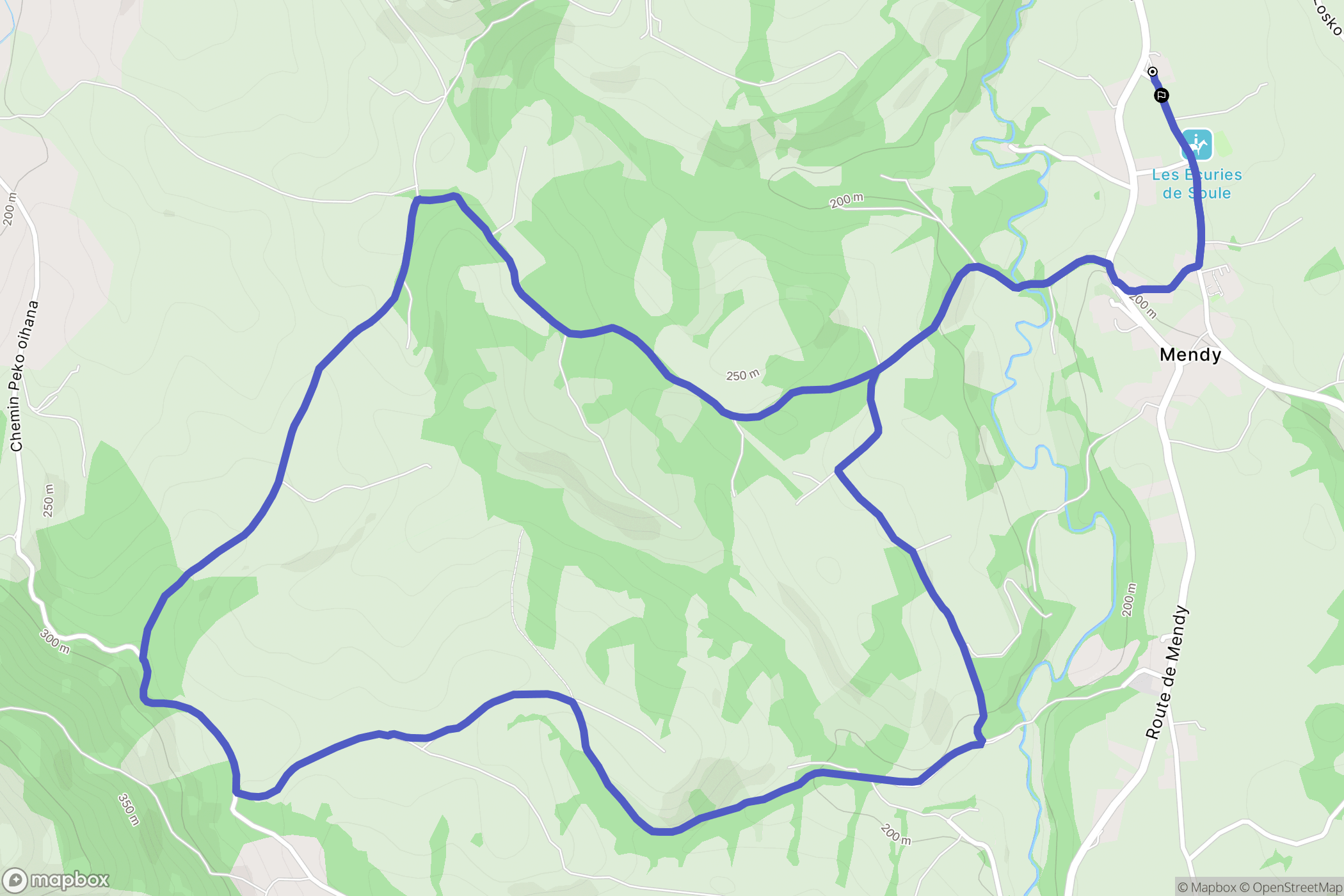 Idaux-Mendy : carte du parcours de randonnée - France