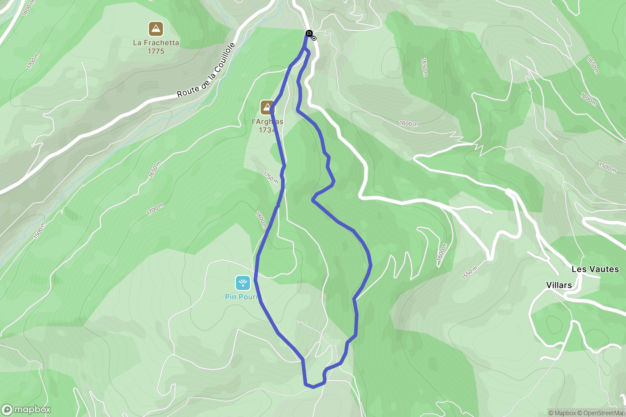 Beuil : carte du parcours de randonnée - France