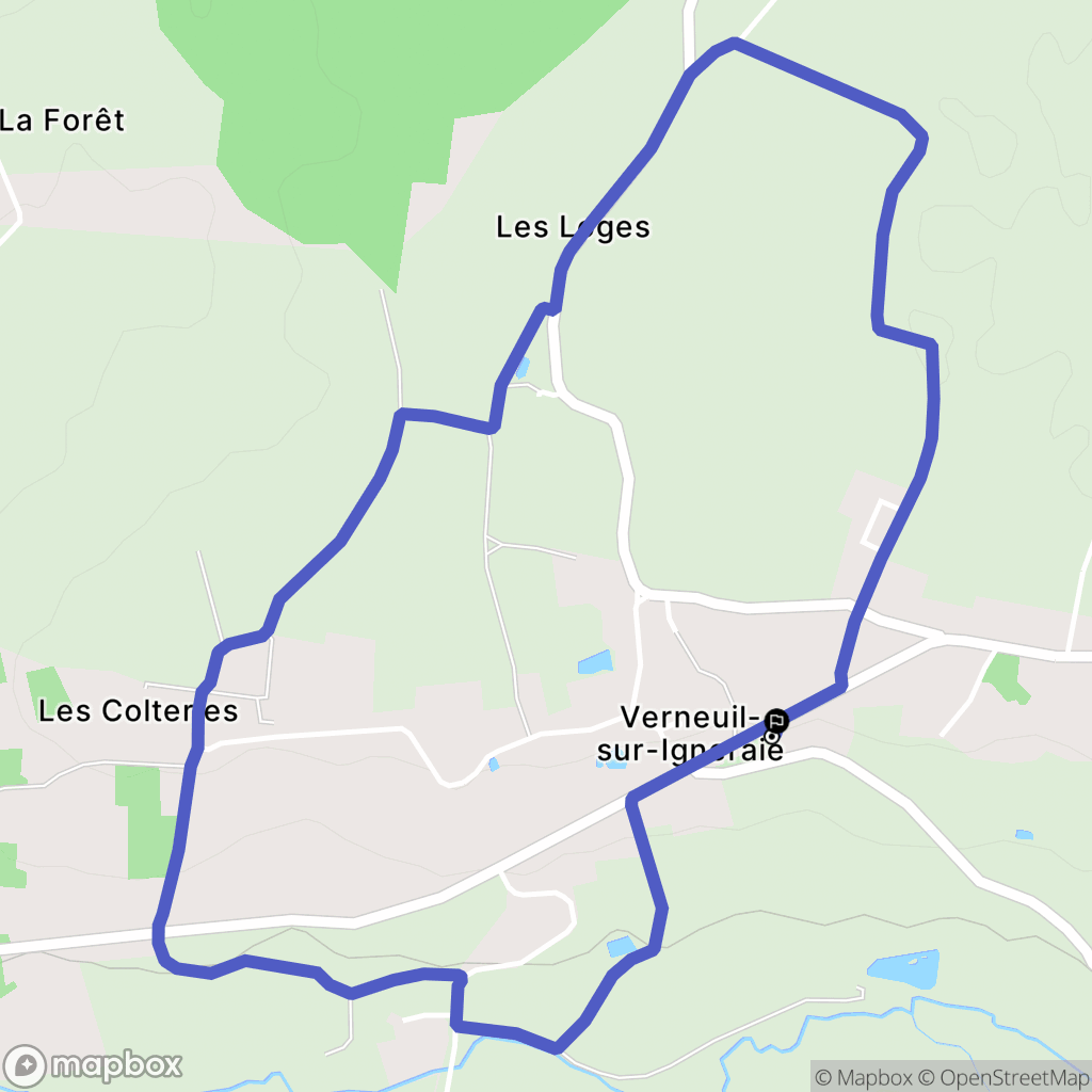 Verneuil-sur-Igneraie : carte du parcours de randonnée - France