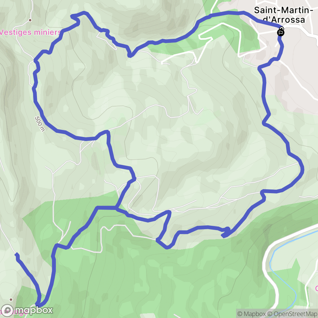 Saint Martin d'Arrossa : carte du parcours de randonnée - France