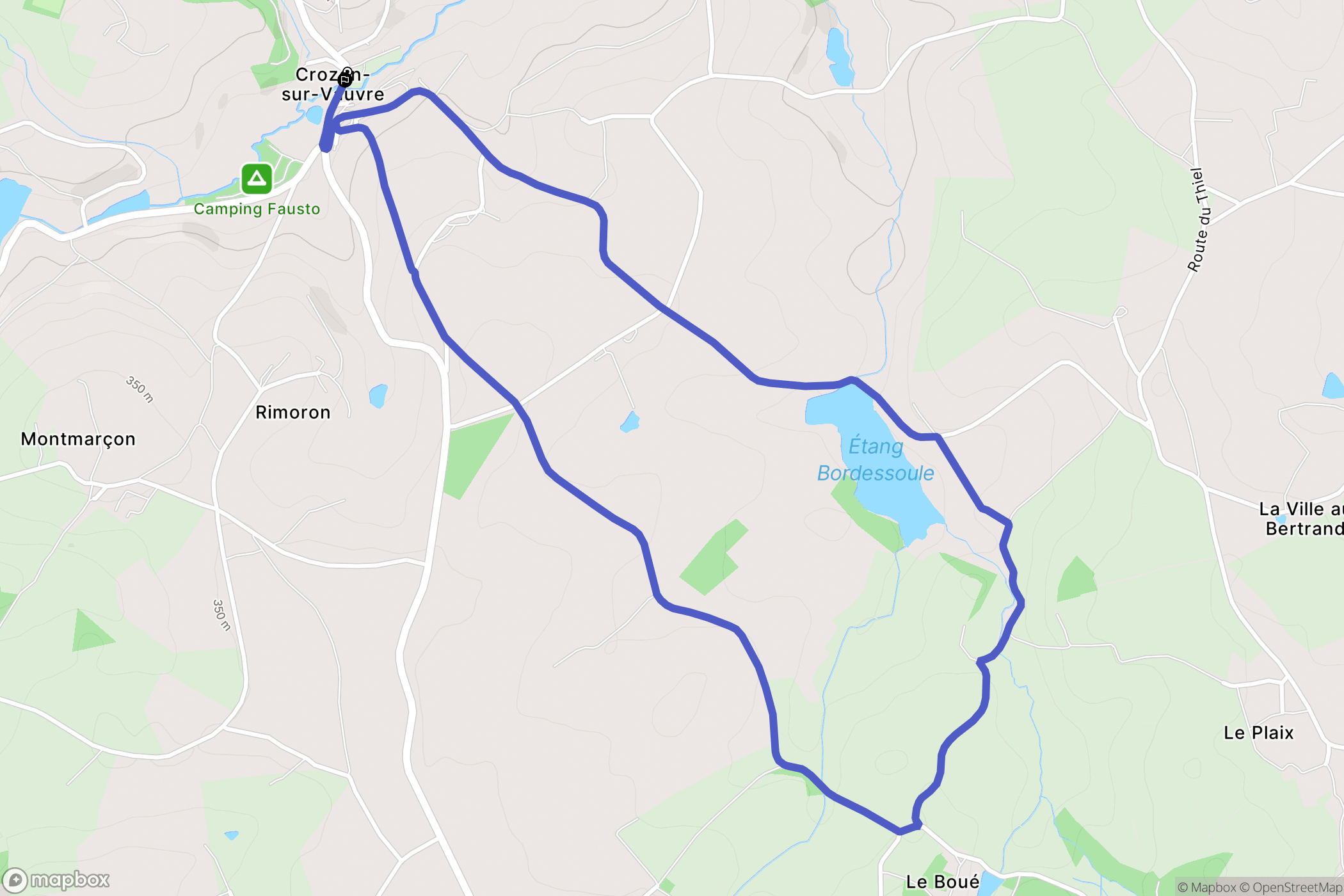 Crozon-sur-Vauvre : carte du parcours de randonnée - France