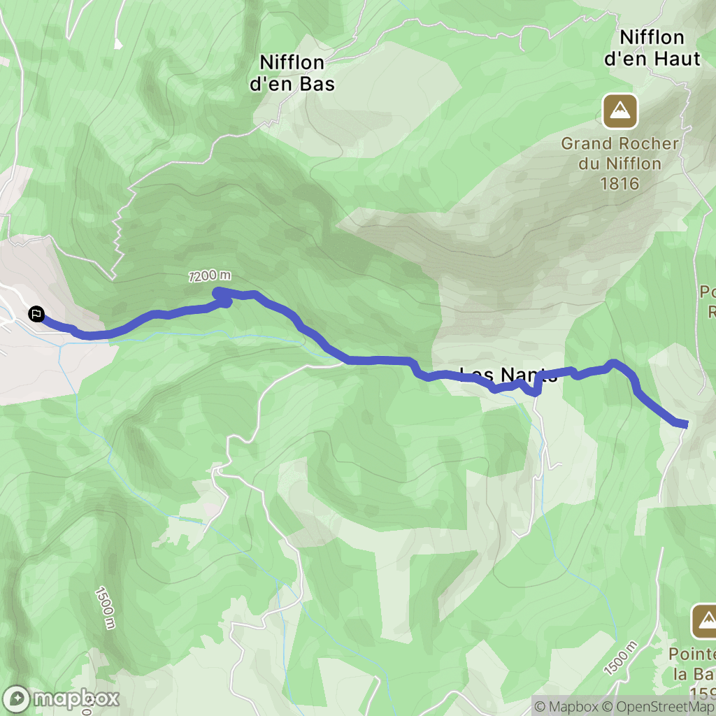 Bellevaux : carte du parcours de randonnée - France