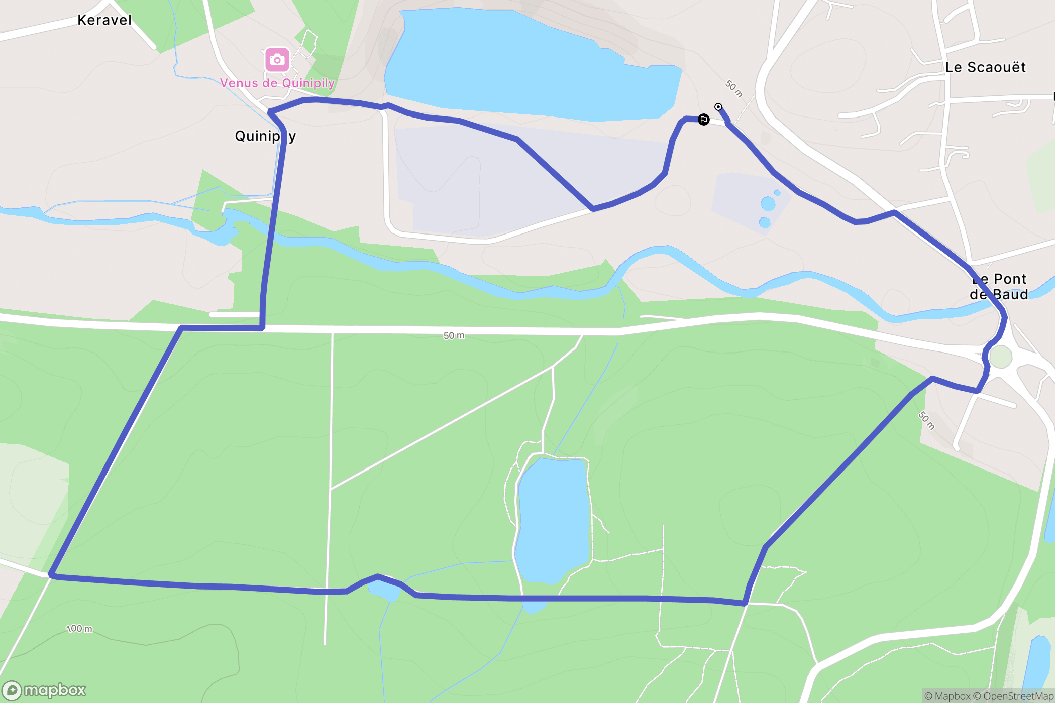Baud : carte du parcours de randonnée - France