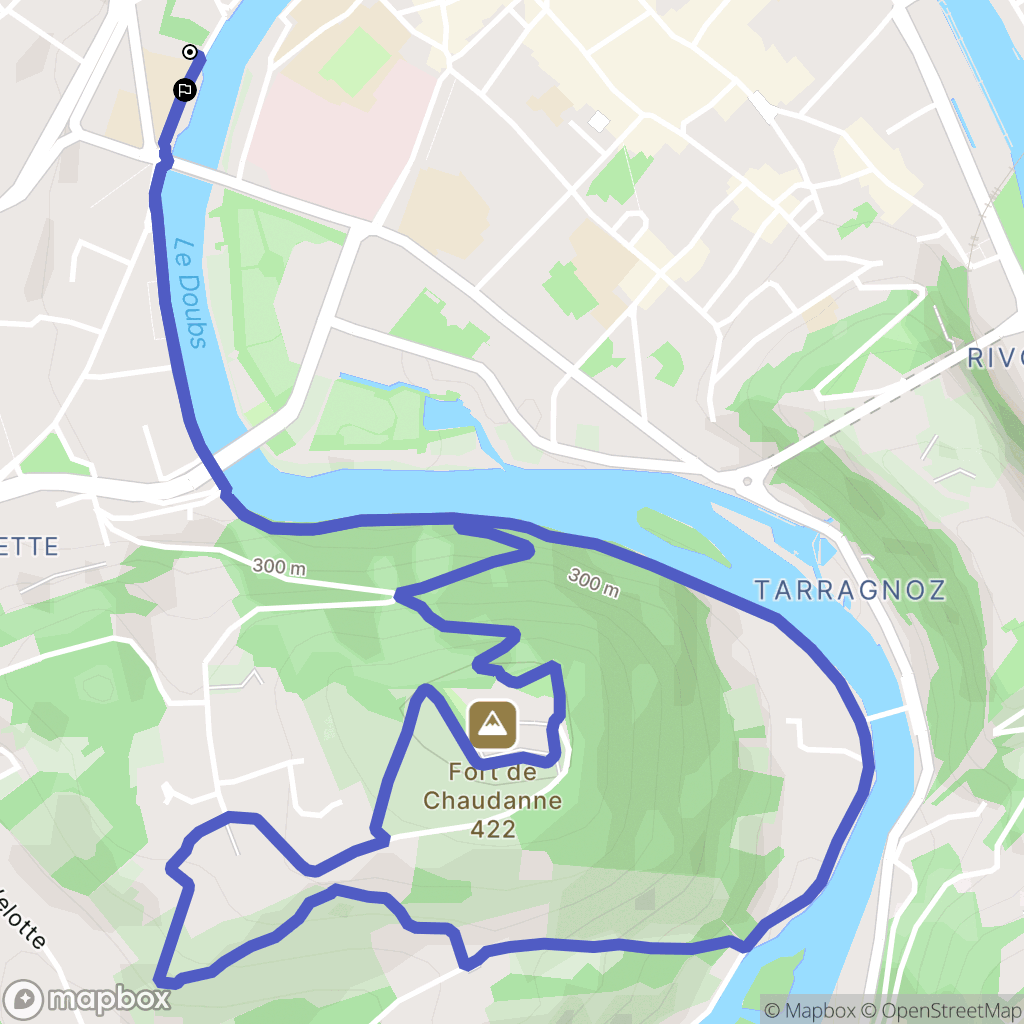 Besançon : carte du parcours de randonnée - France