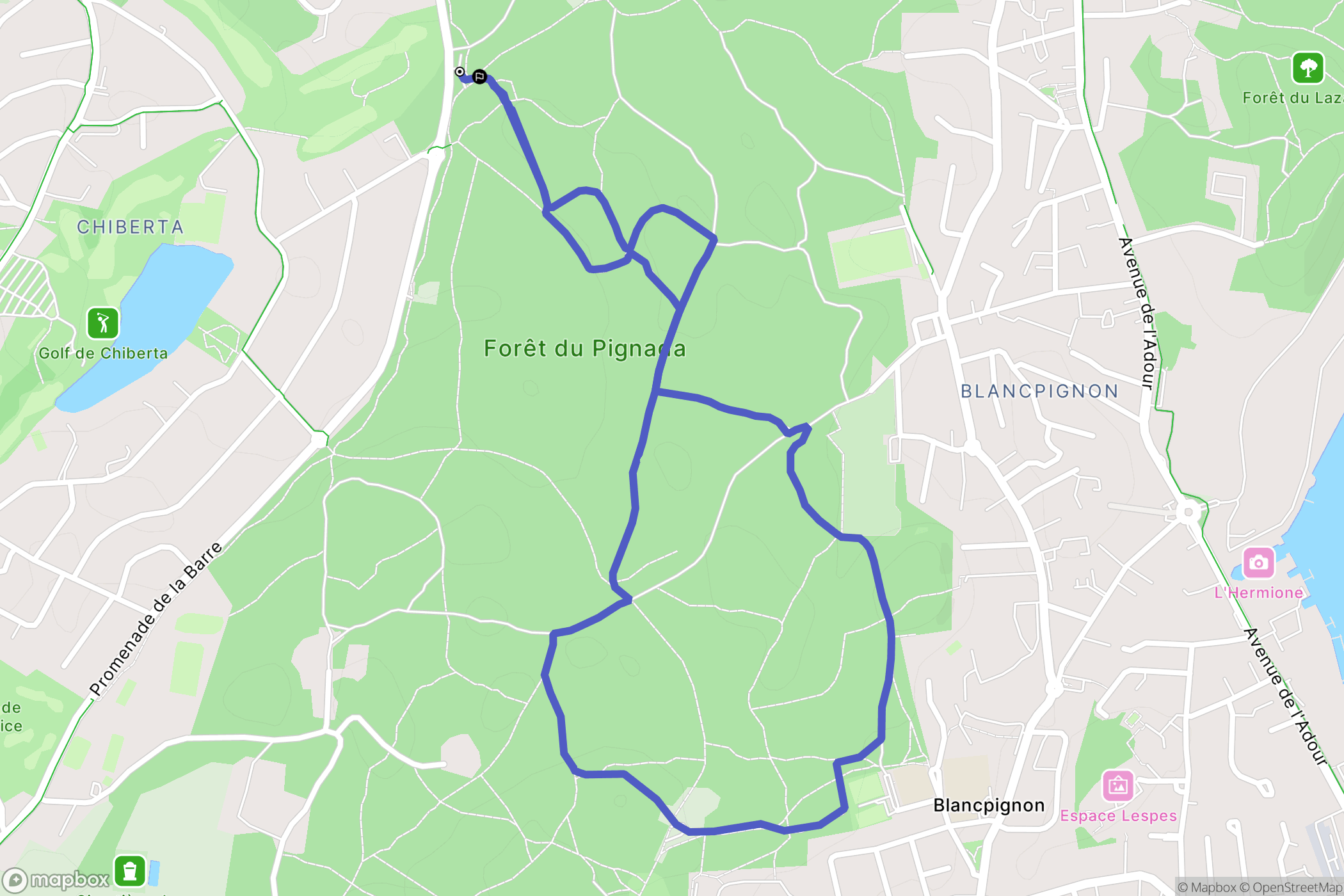 Anglet : carte du parcours de randonnée - France