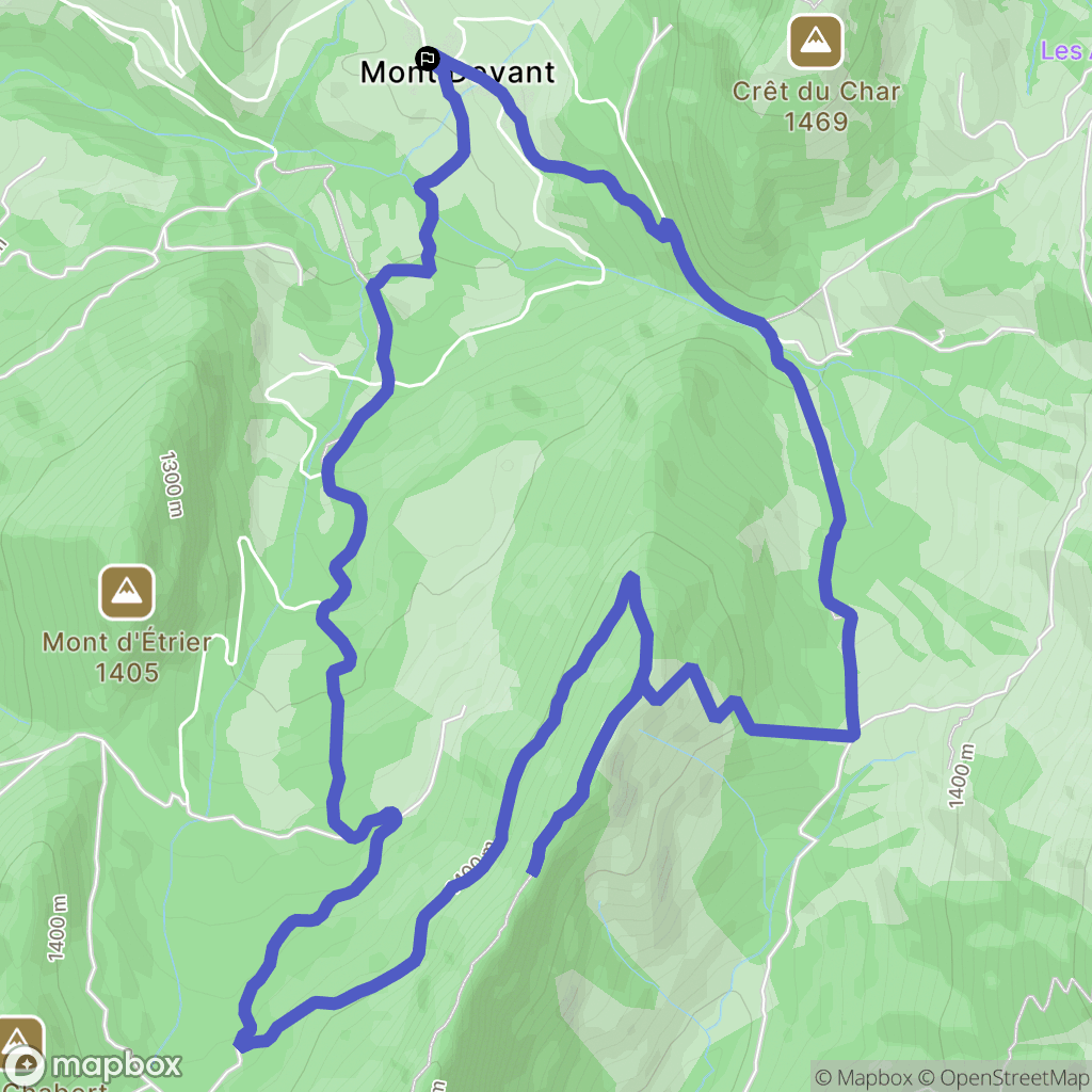 Bellecombe-en-Bauges : carte du parcours de randonnée - France