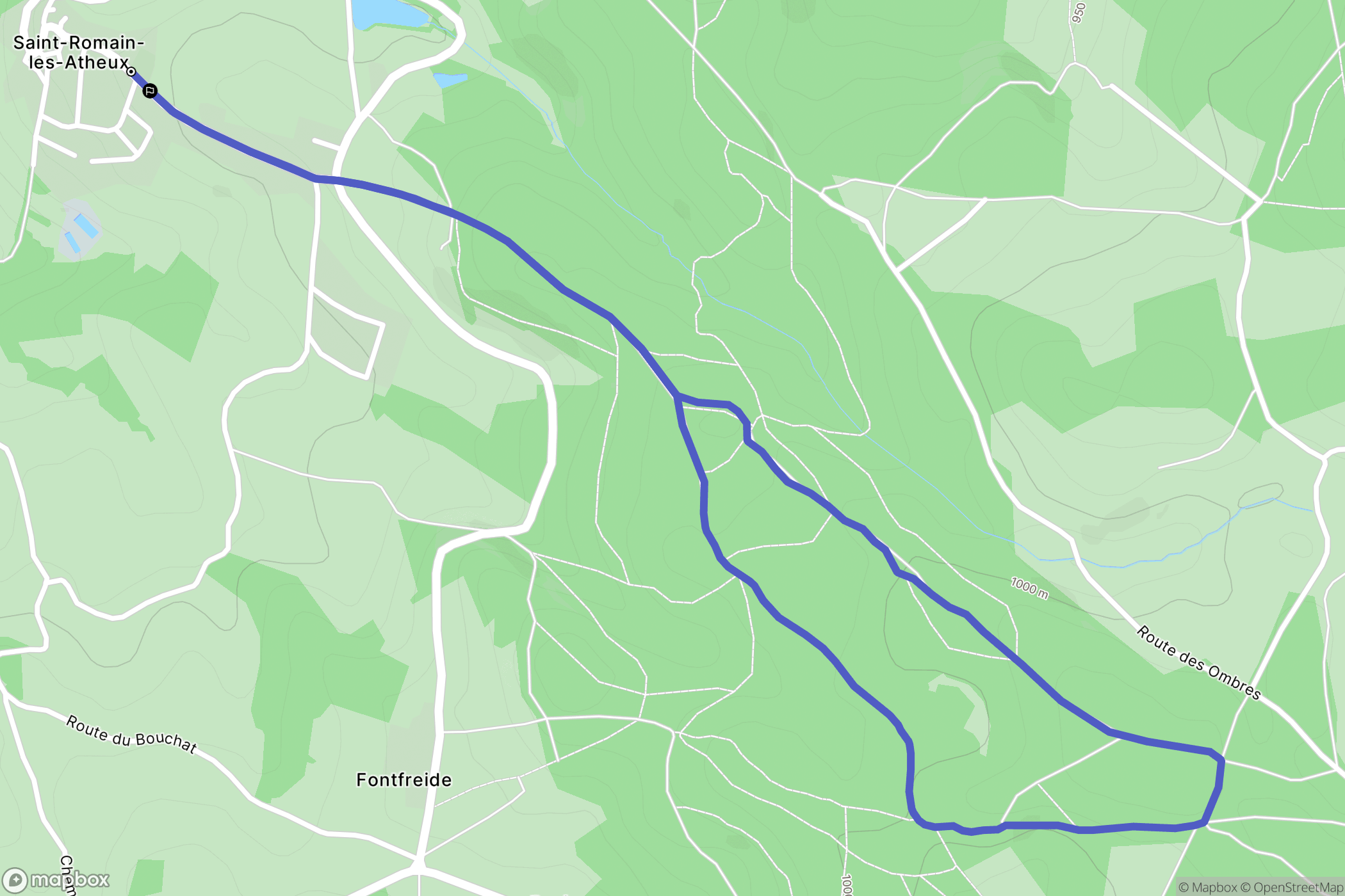 Saint-Romain-les-Atheux : carte du parcours de randonnée - France