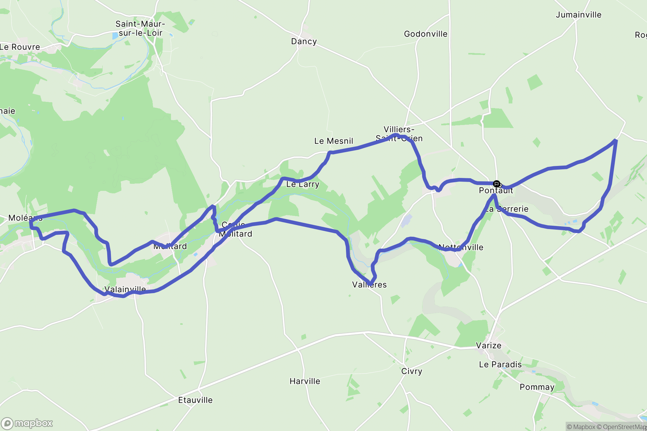 Nottonville : carte du parcours de randonnée - France