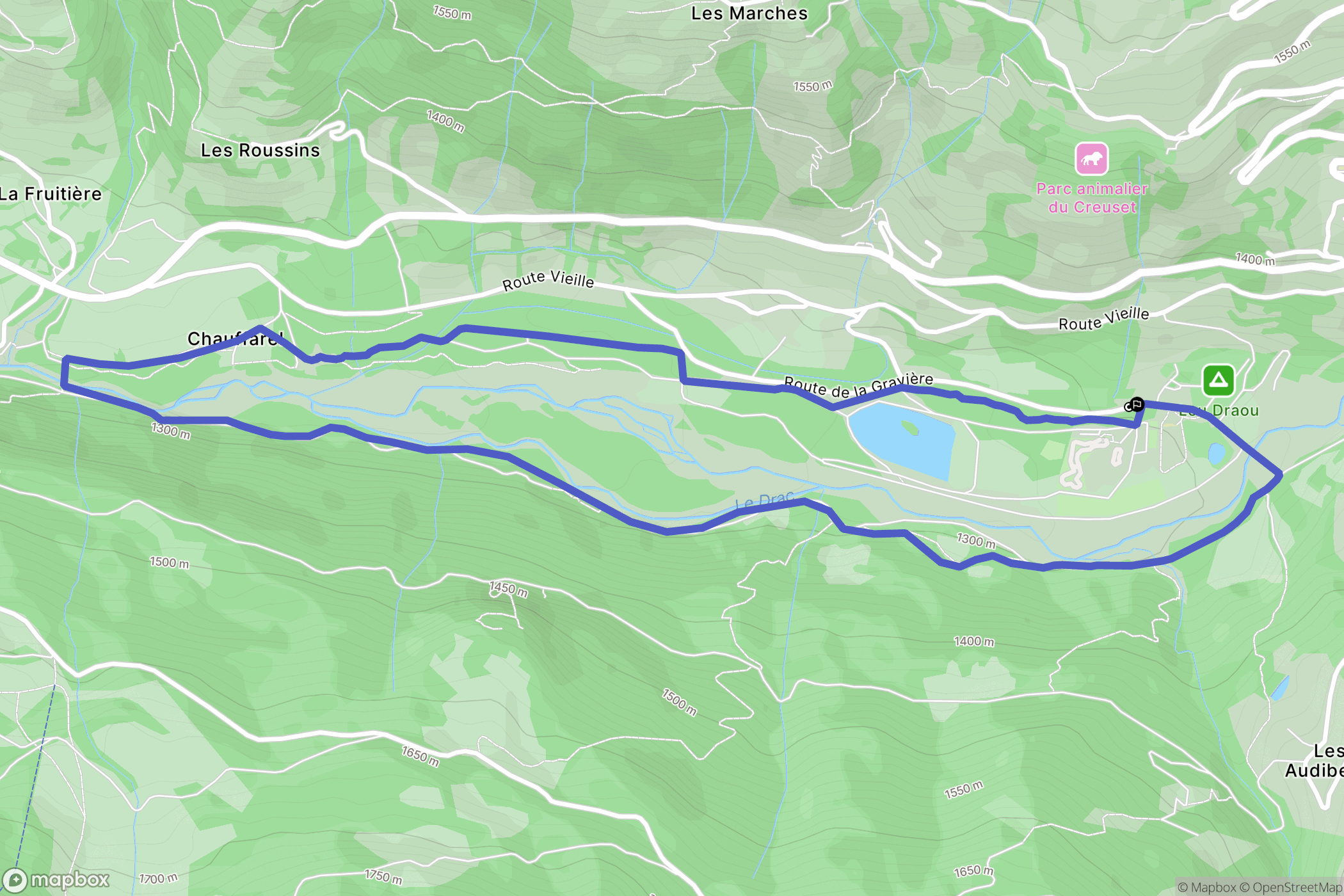 Orcières : carte du parcours de randonnée - France