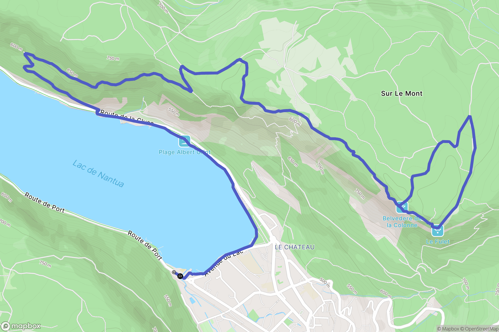 Nantua : carte du parcours de randonnée - France