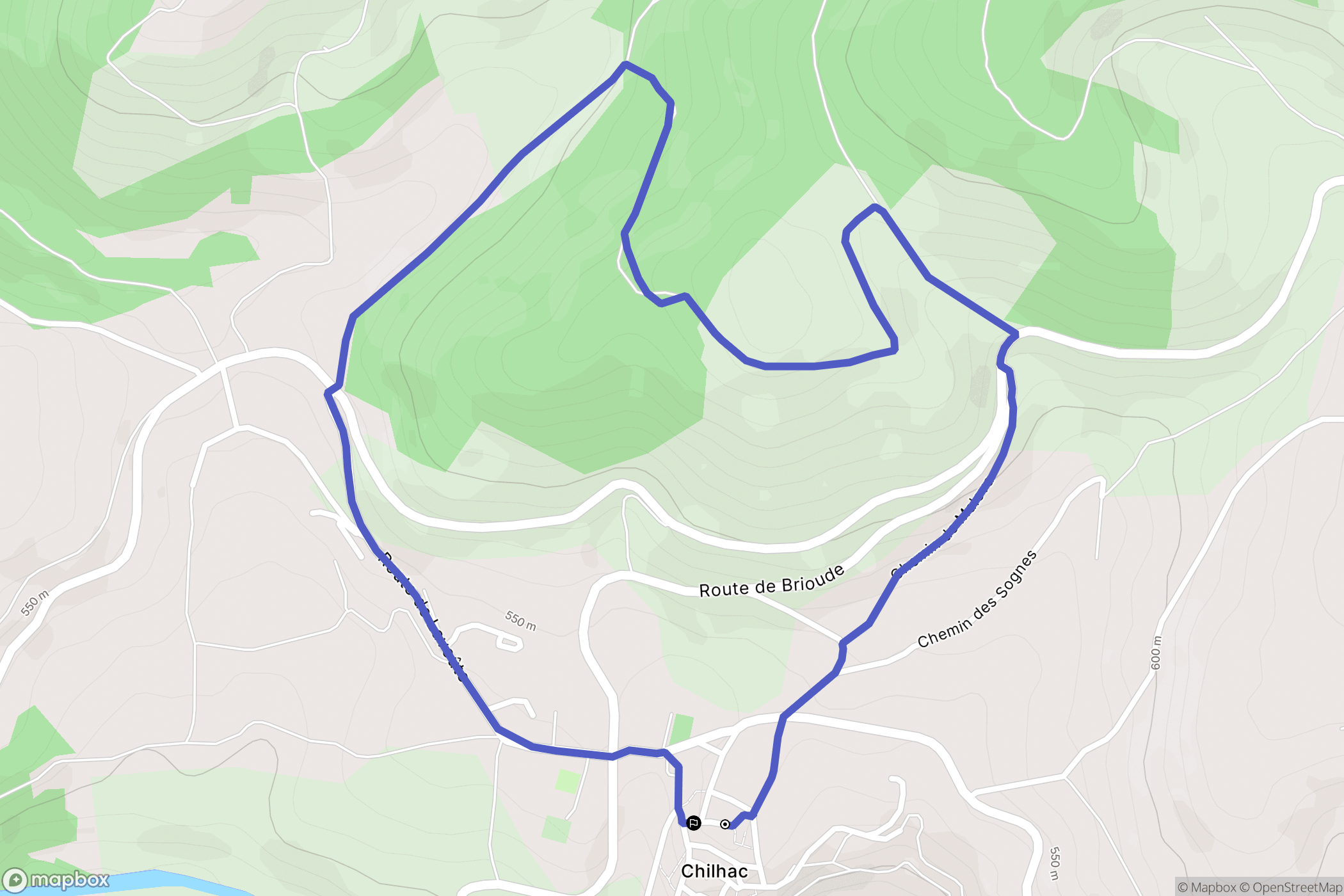 Chilhac : carte du parcours de randonnée - France