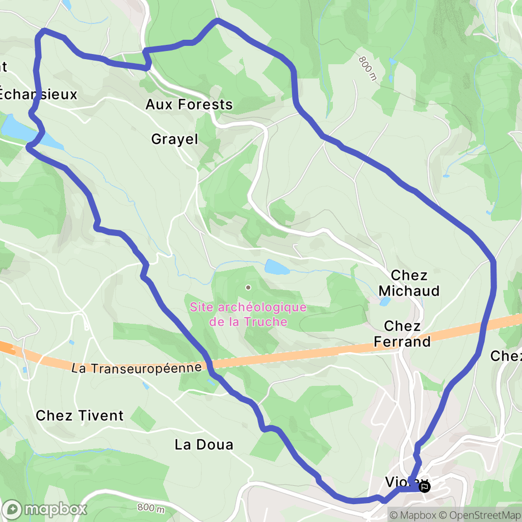 Violay : carte du parcours de randonnée - France