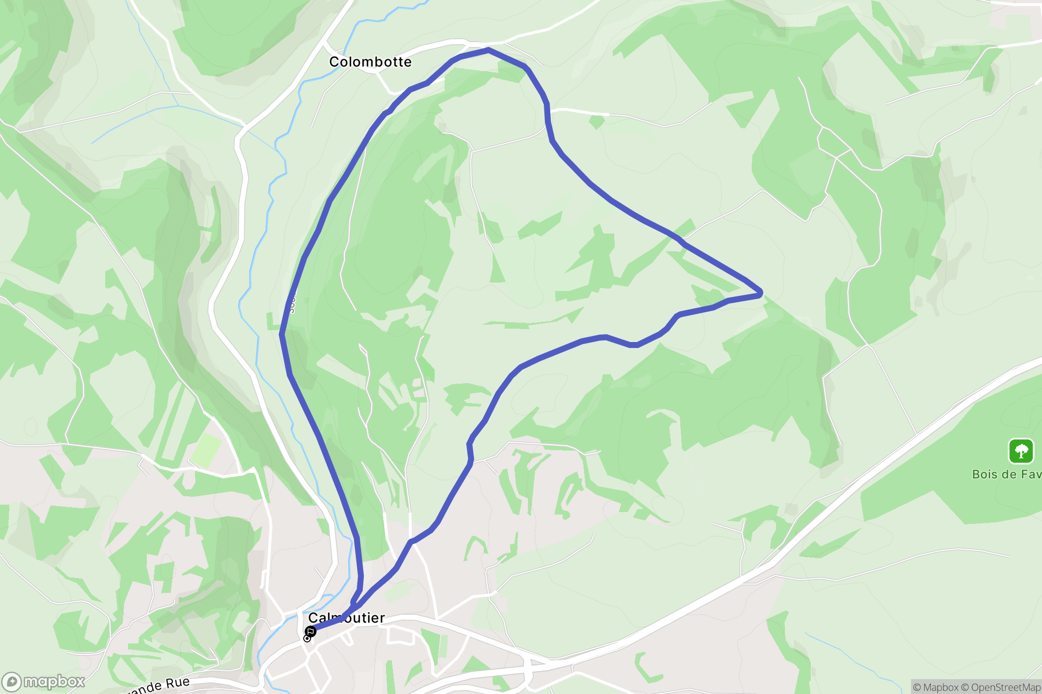 Calmoutier : carte du parcours de randonnée - France
