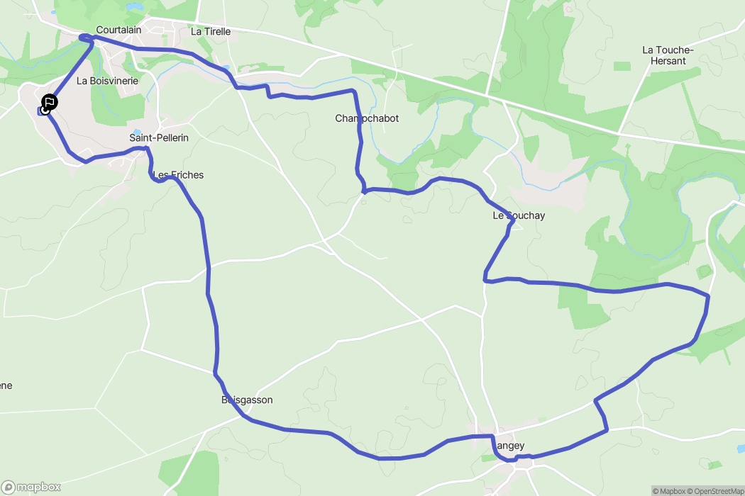 Commune nouvelle d'Arrou : carte du parcours de randonnée - France