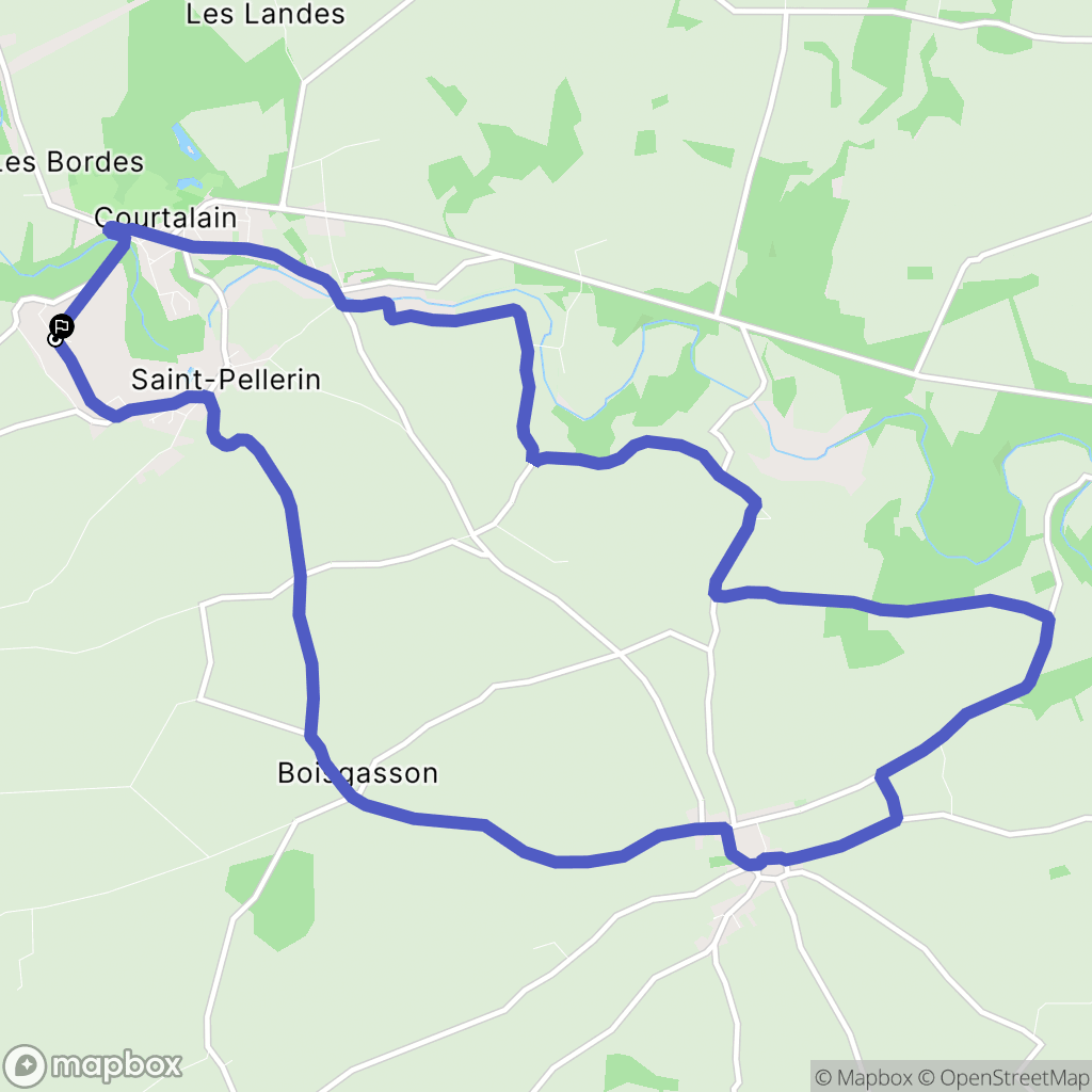 Commune nouvelle d'Arrou : carte du parcours de randonnée - France