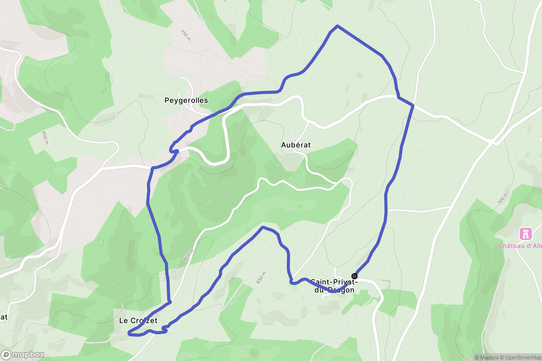 Saint-Privat-du-Dragon : carte du parcours de randonnée - France