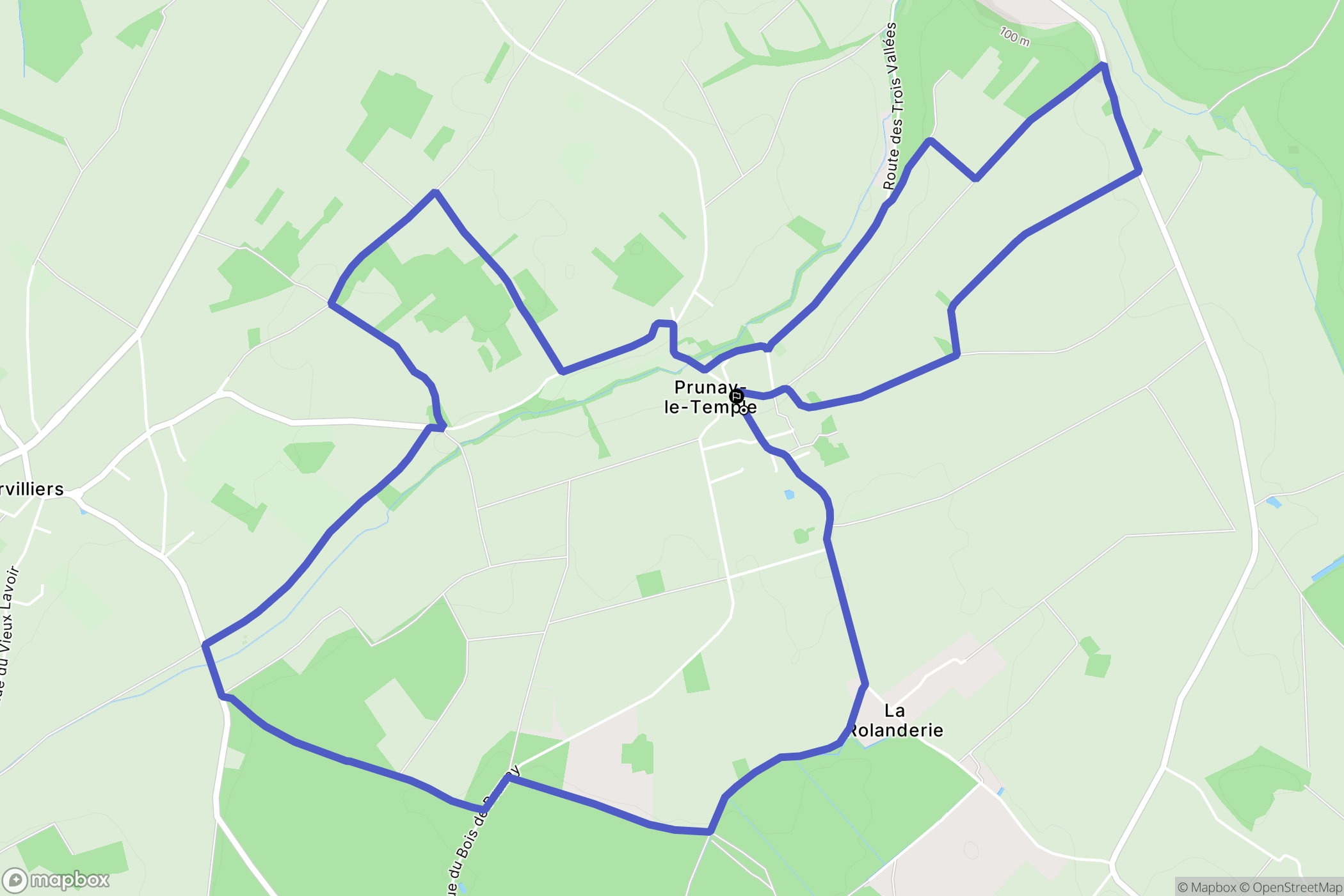 Prunay-le-Temple : carte du parcours de randonnée - France