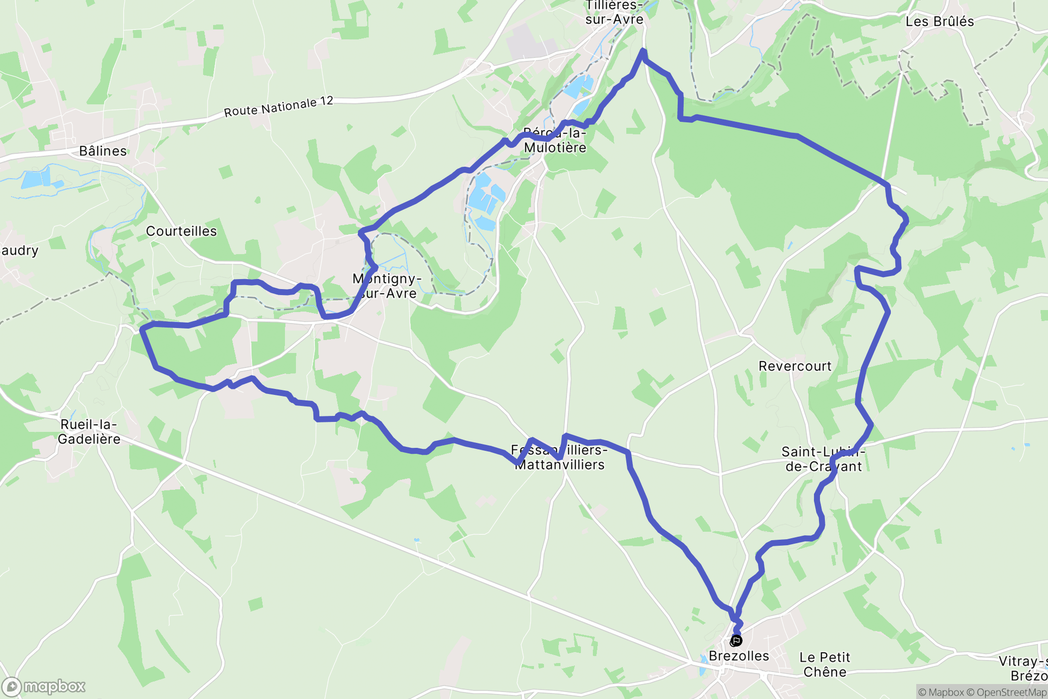 Brezolles : carte du parcours de randonnée - France