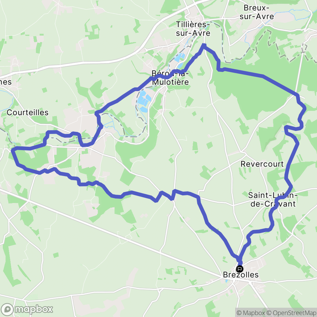Brezolles : carte du parcours de randonnée - France