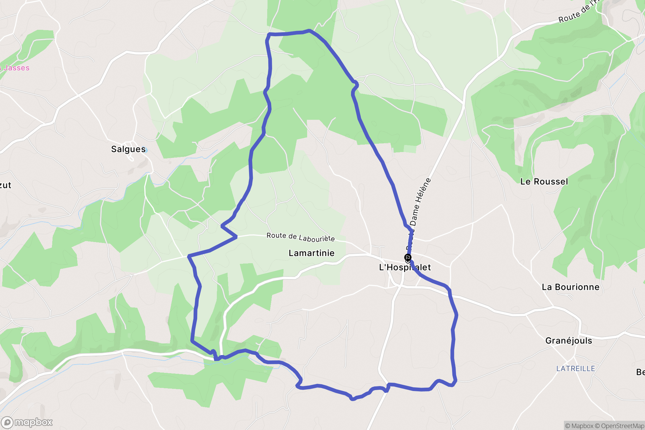 Lhospitalet : carte du parcours de randonnée - France