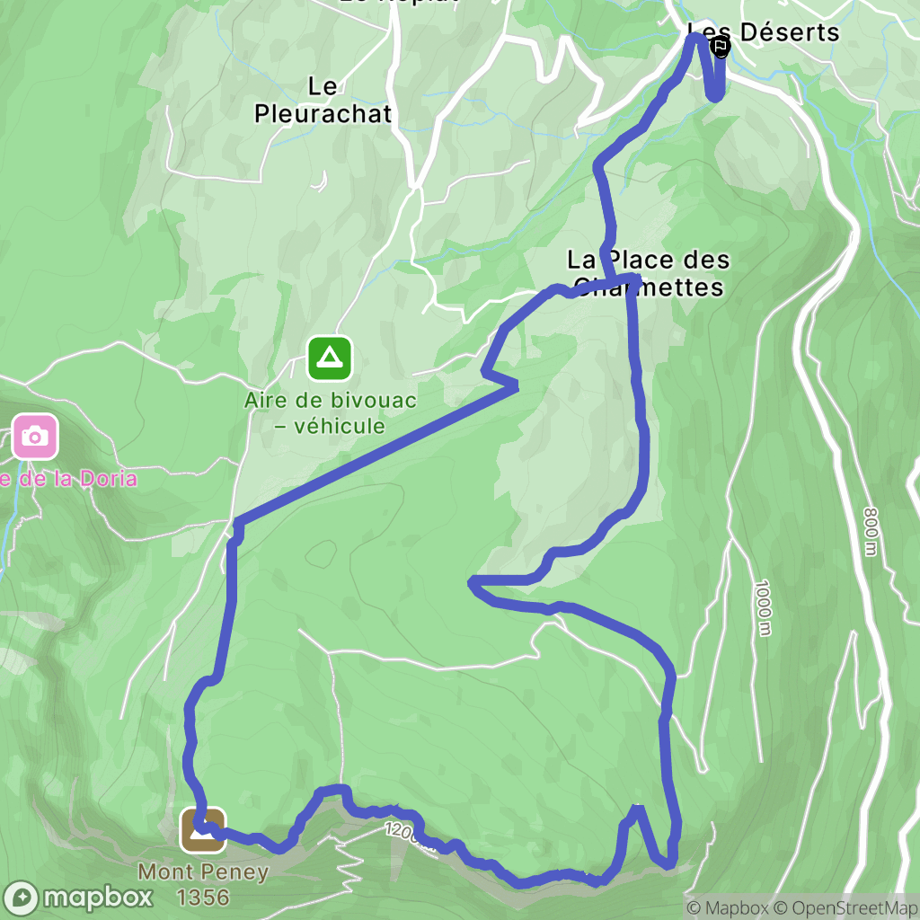 Les Déserts : carte du parcours de randonnée - France