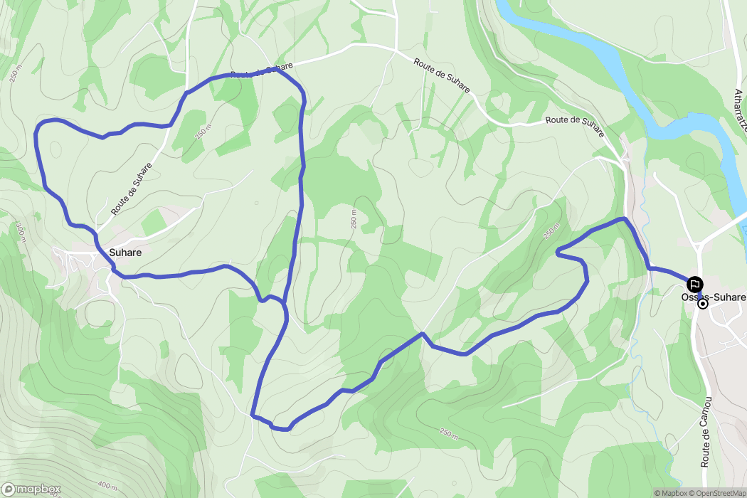 Ossas-Suhare : carte du parcours de randonnée - France