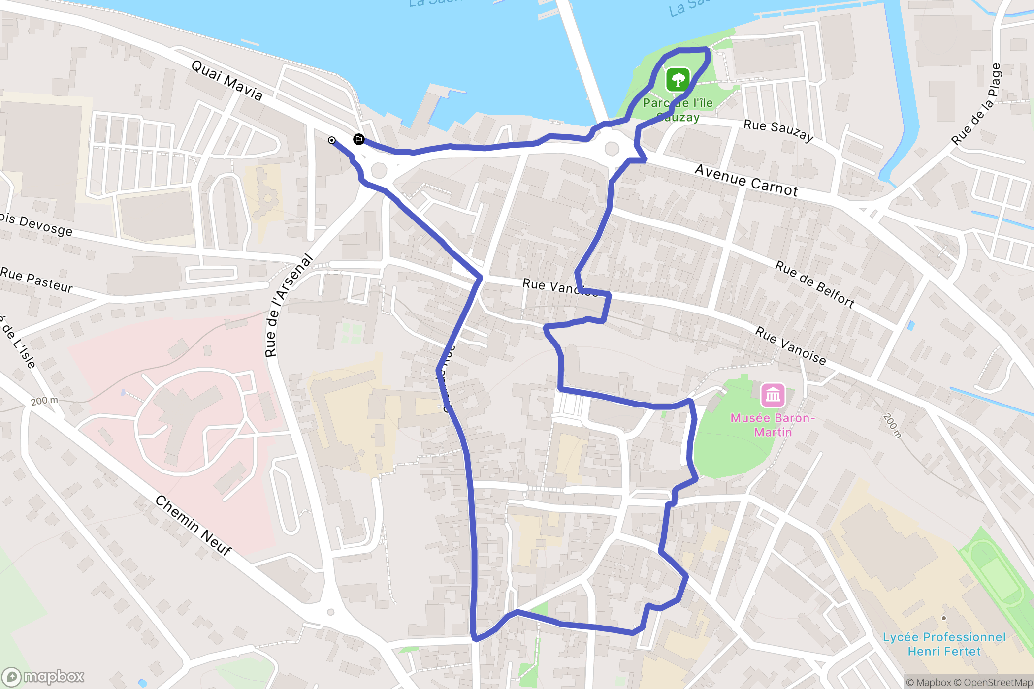 Gray : carte du parcours de randonnée - France