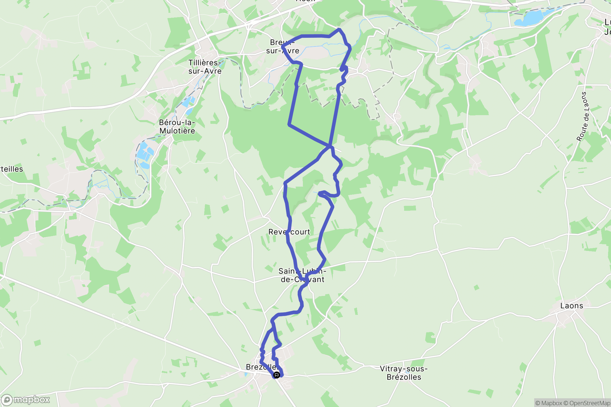 Brezolles : carte du parcours de randonnée - France