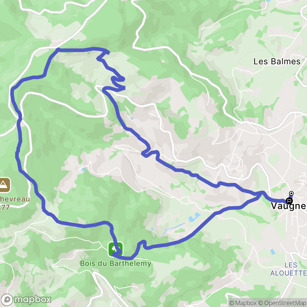 Vaugneray : carte du parcours de randonnée - France