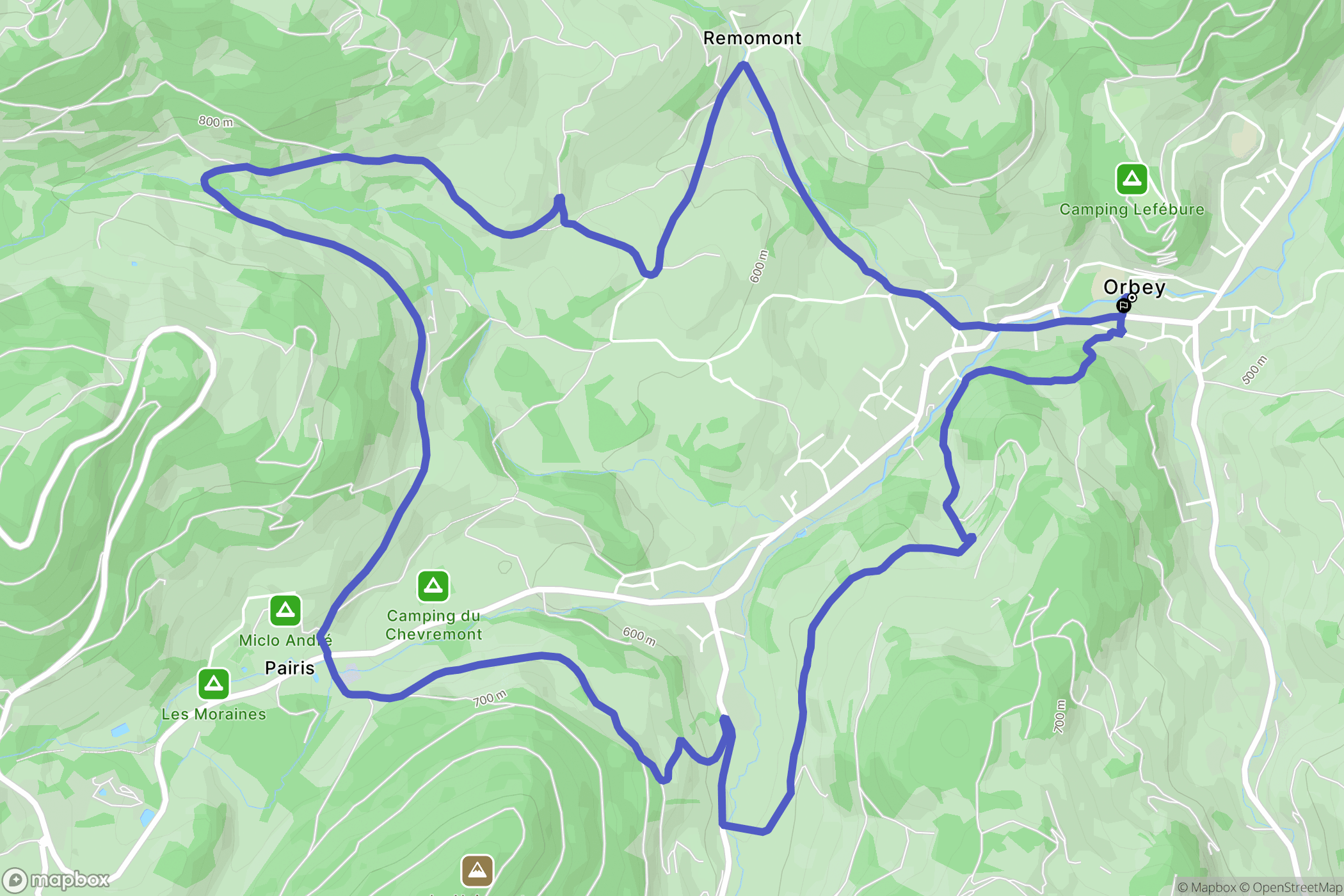 Orbey : carte du parcours de randonnée - France
