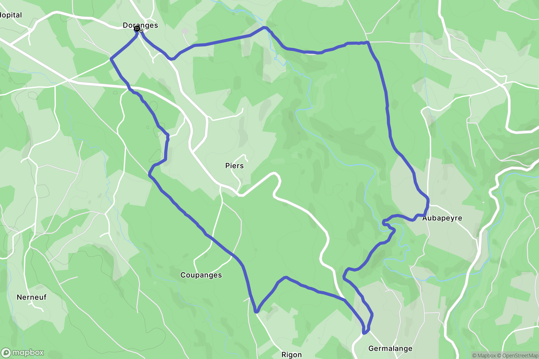 Doranges : carte du parcours de randonnée - France