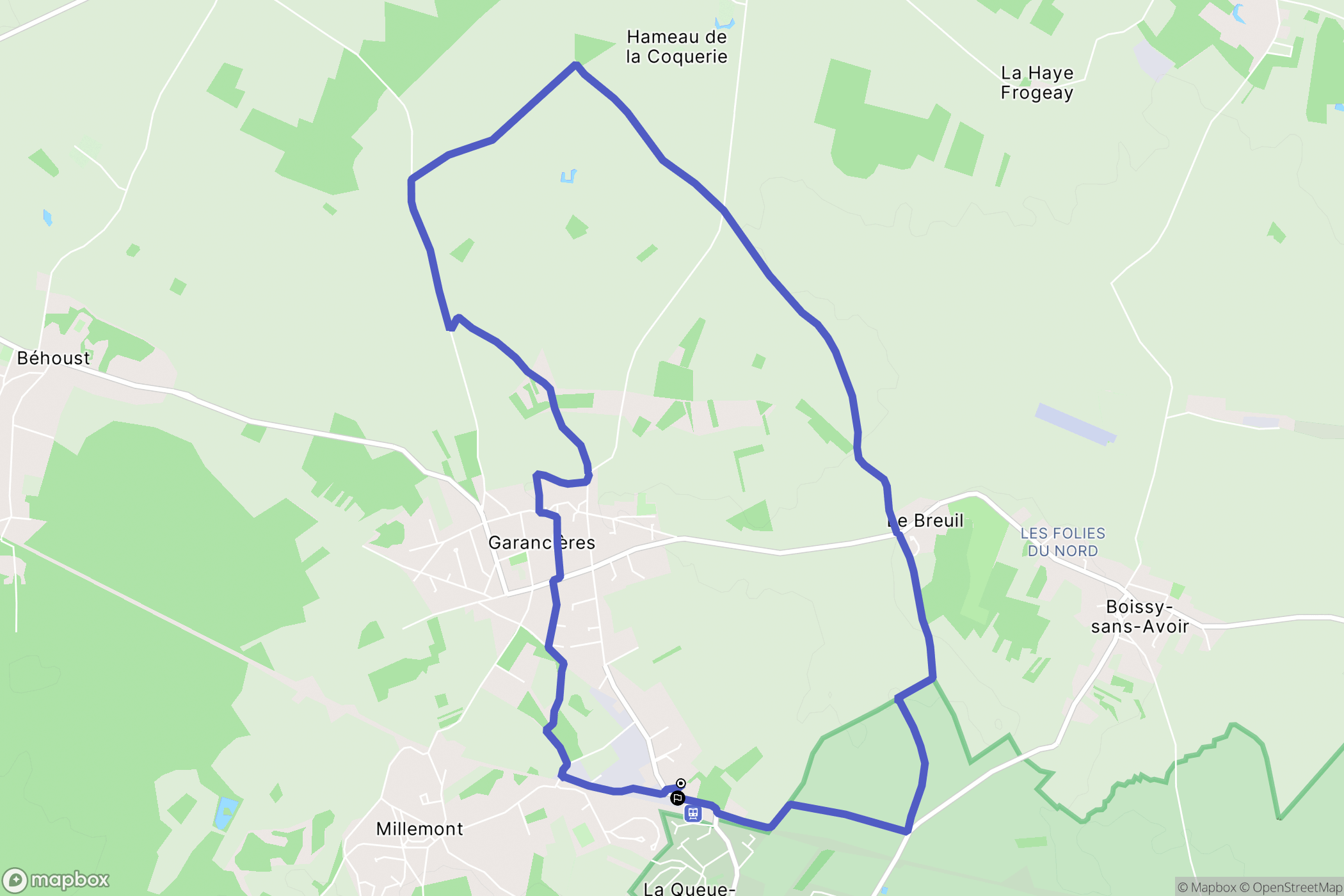 Garancières : carte du parcours de randonnée - France