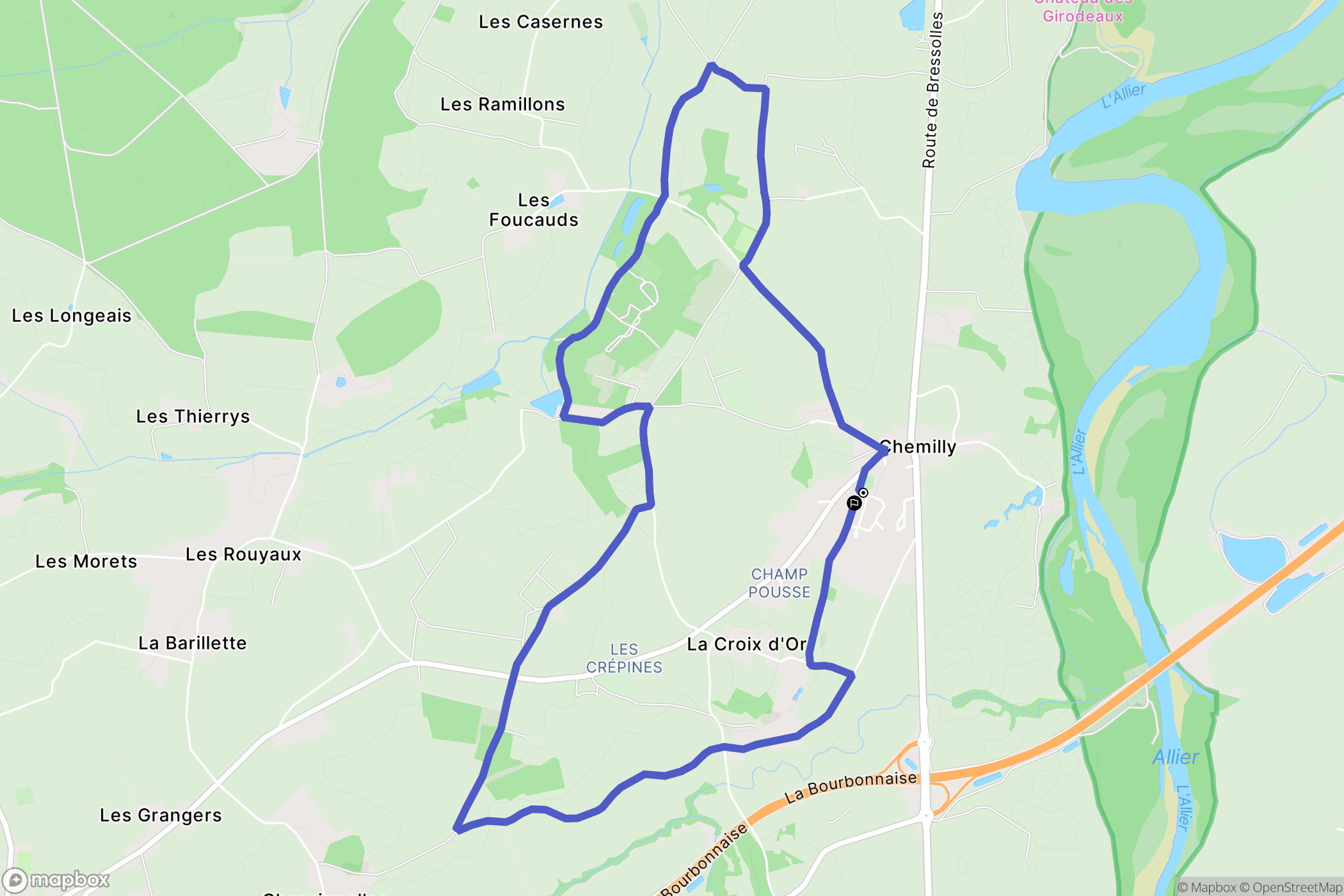 Chemilly : carte du parcours de randonnée - France