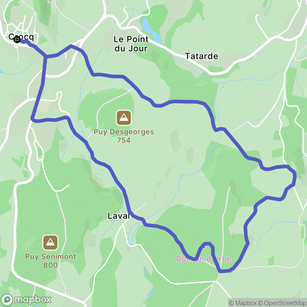 Crocq : carte du parcours de randonnée - France