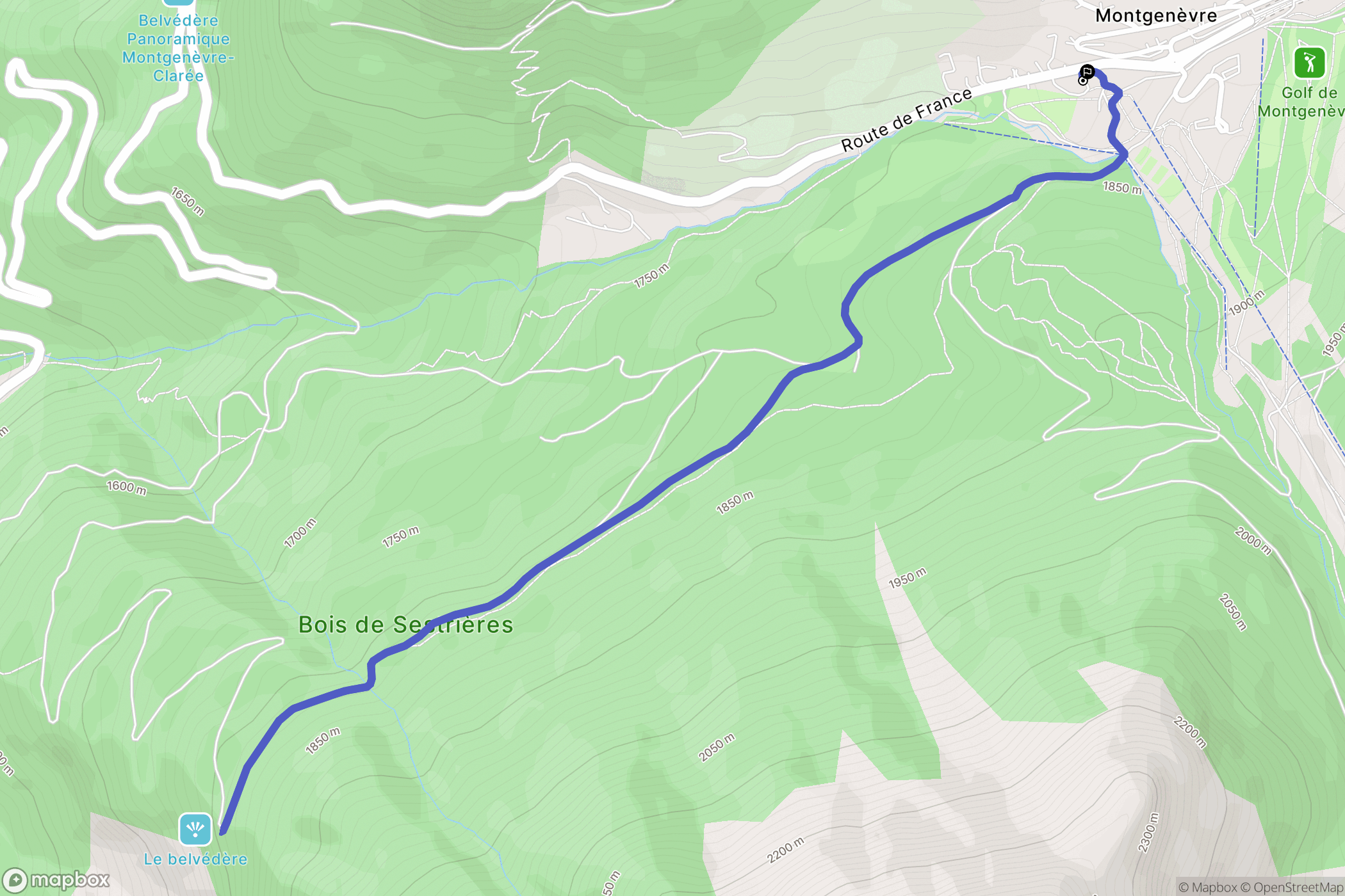 Montgenèvre : carte du parcours de randonnée - France