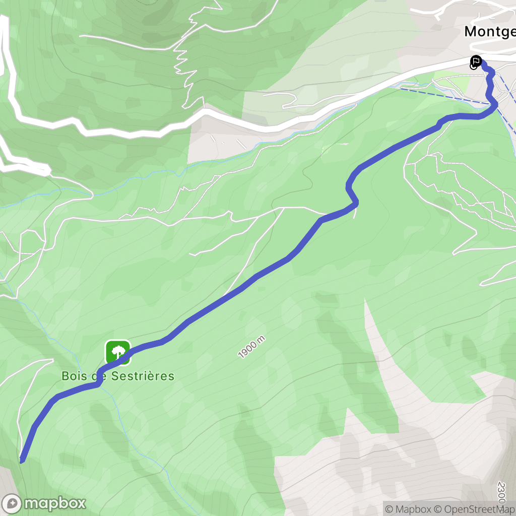 Montgenèvre : carte du parcours de randonnée - France