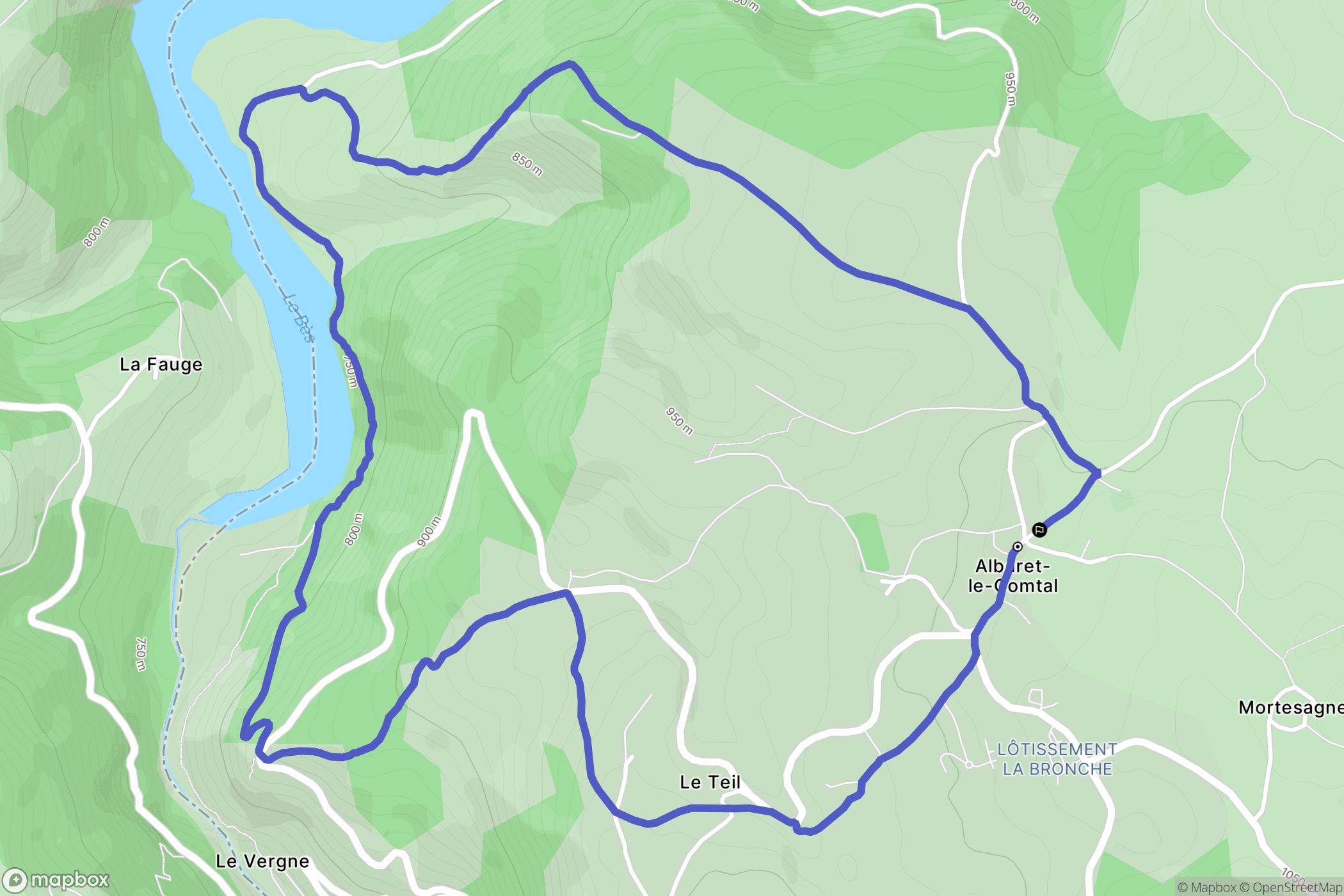 Albaret-le-Comtal : carte du parcours de randonnée - France