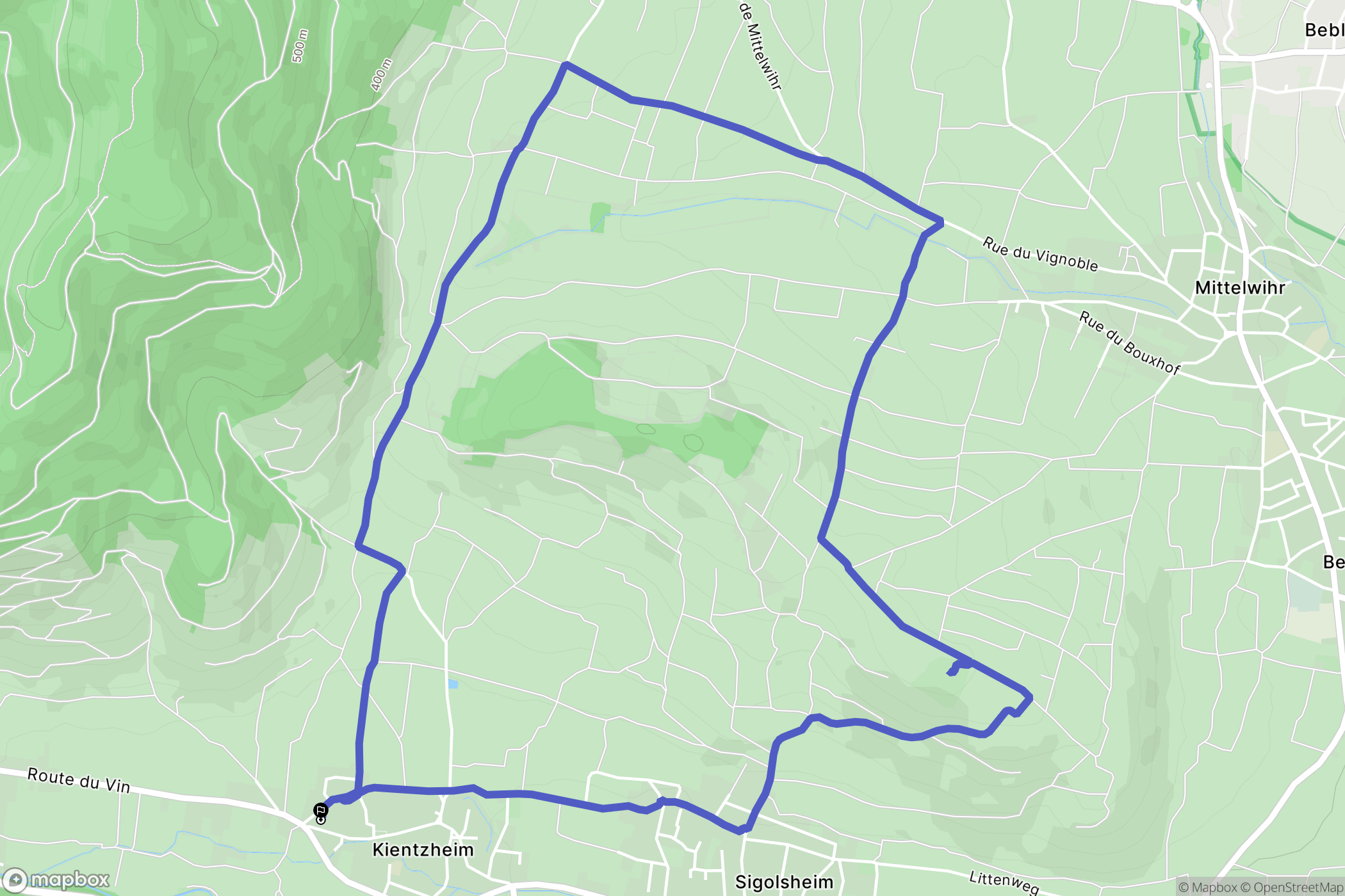 Kaysersberg : carte du parcours de randonnée - France