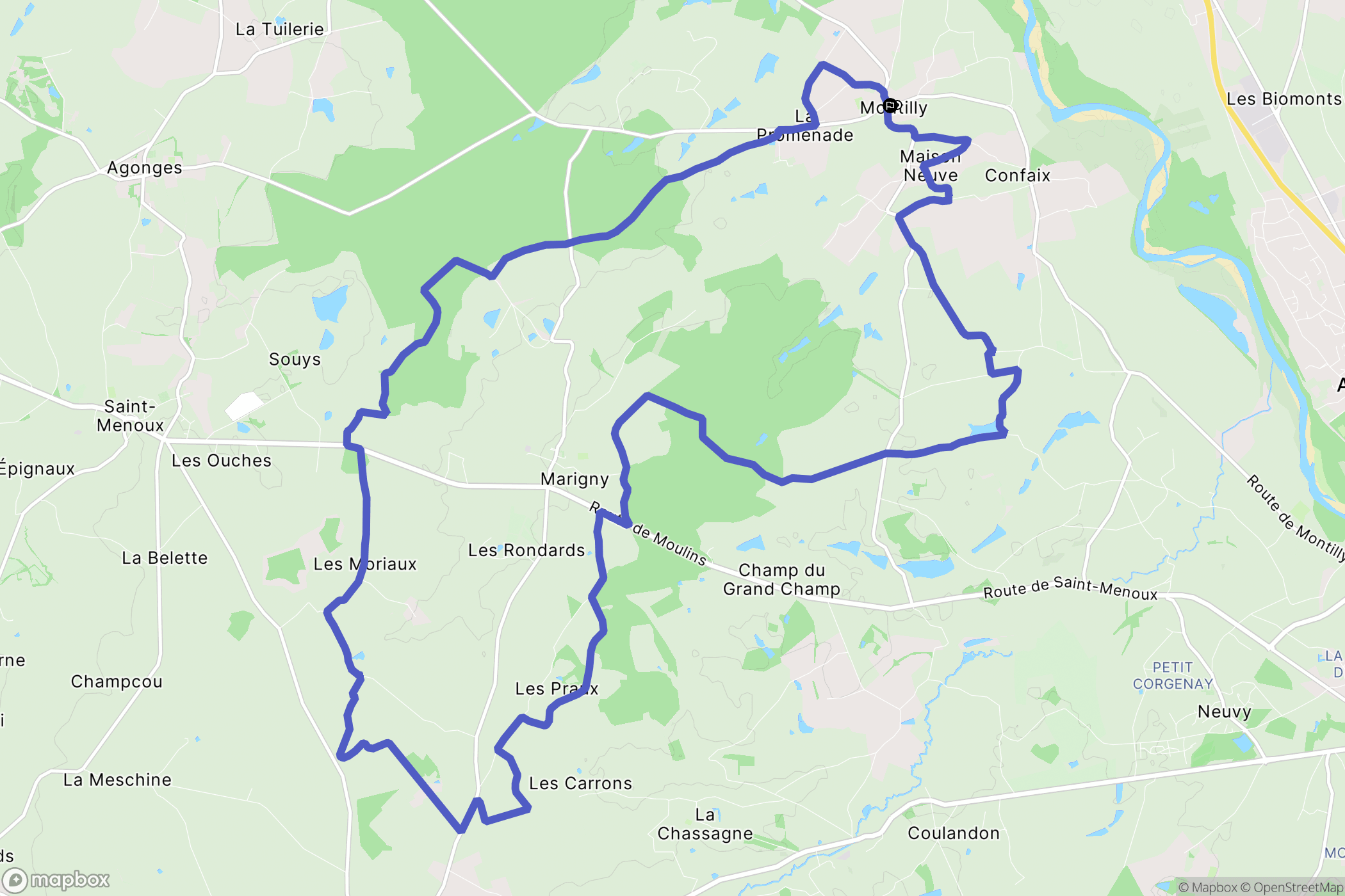 Montilly : carte du parcours de randonnée - France