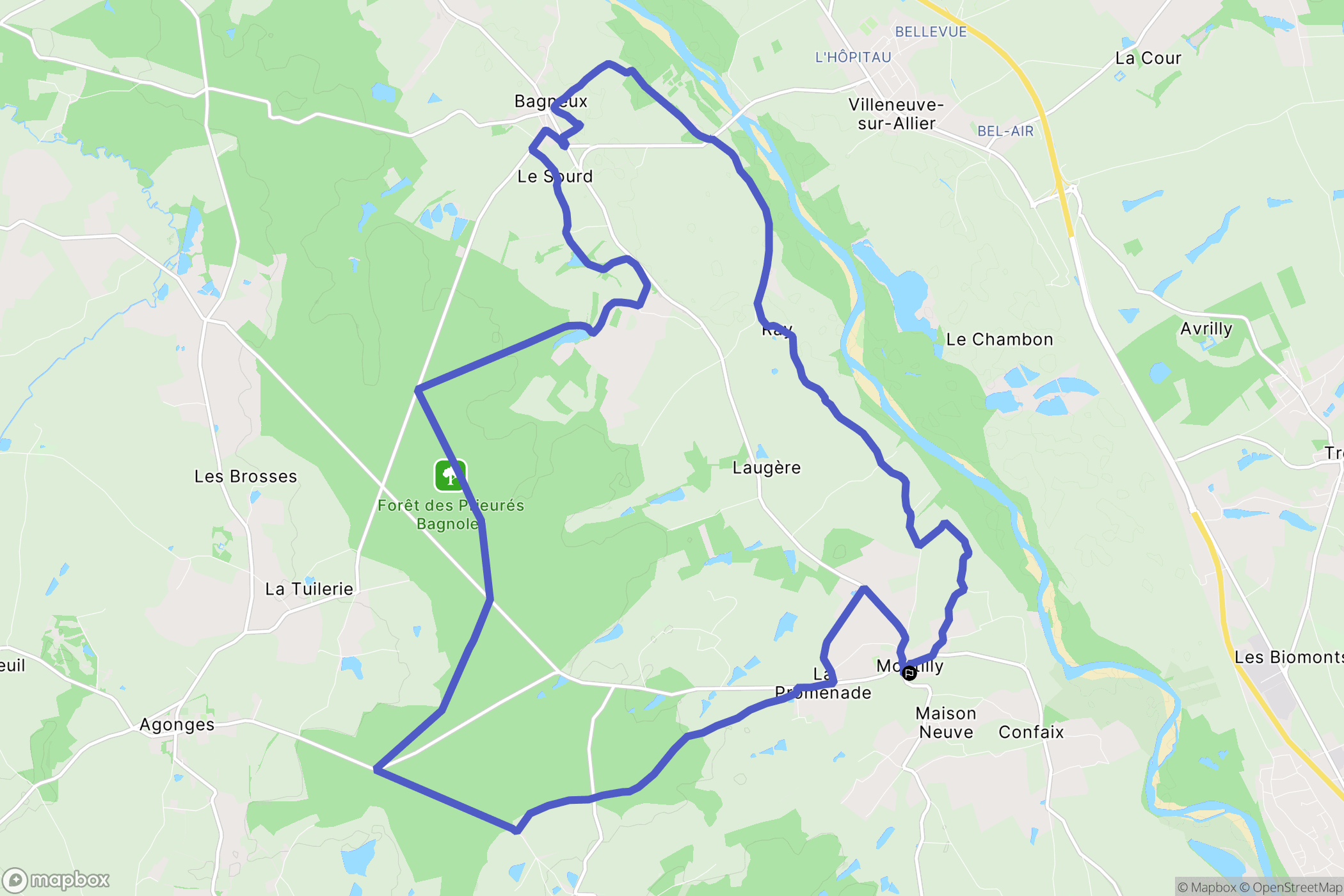 Montilly : carte du parcours de randonnée - France