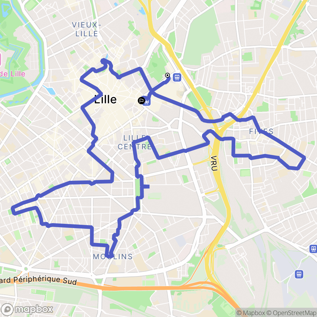 Lille : carte du parcours de randonnée - France