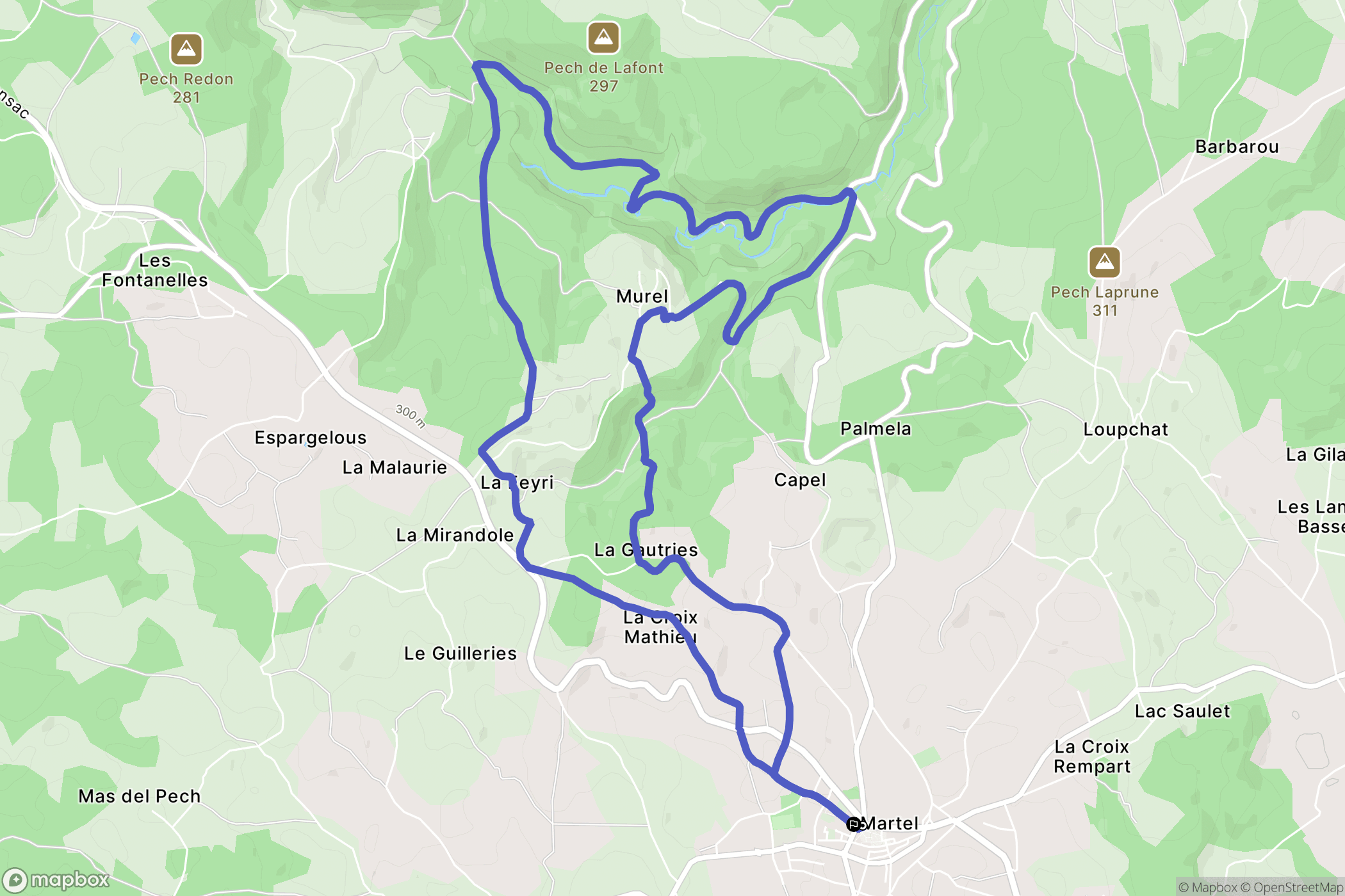 Martel : carte du parcours de randonnée - France